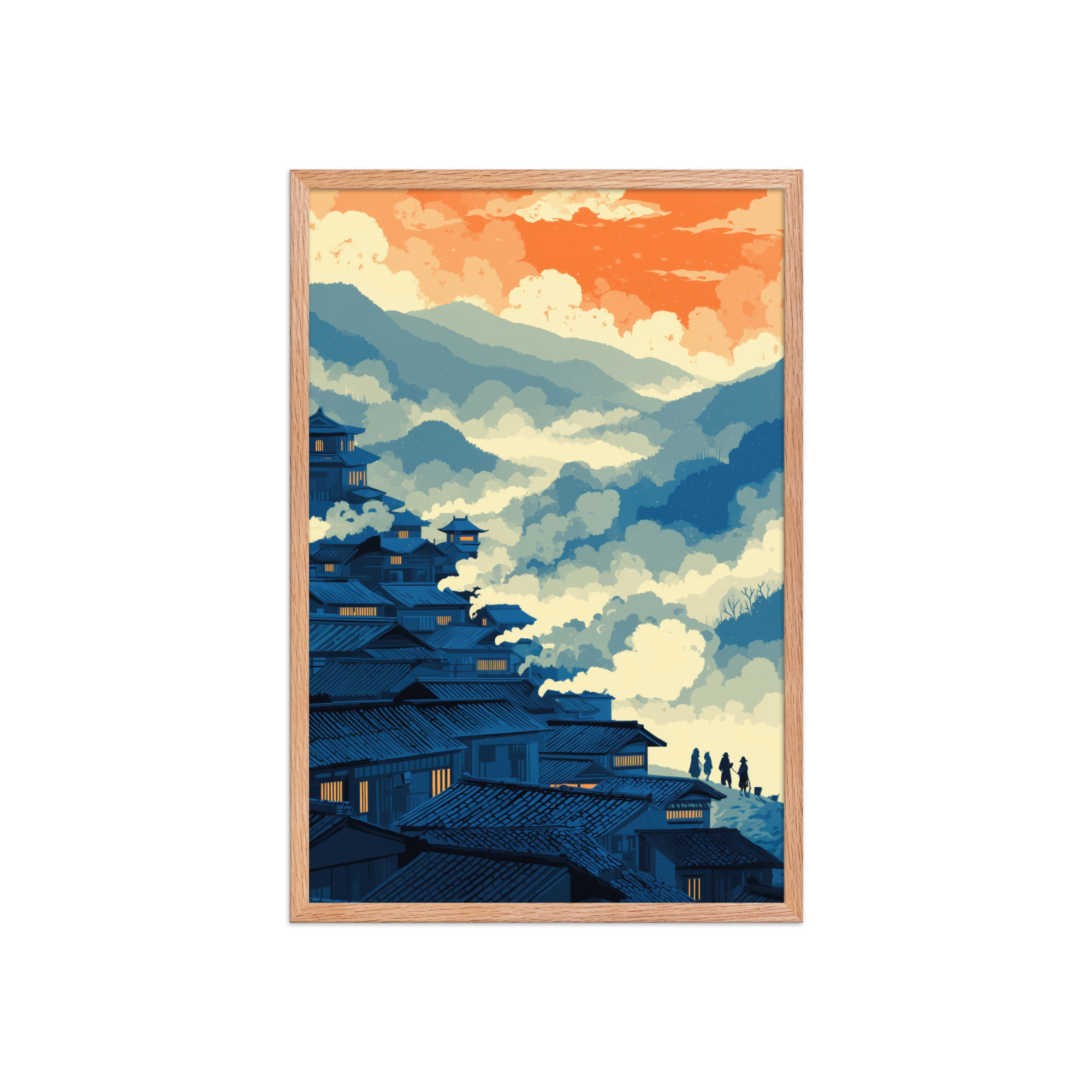 enhanced-matte-paper-framed-poster-in-red-oak-20x30-front-68f9f80711023.jpg Twilight Over Hillside Village – Ukiyo-e Wall Art Print – Framed Poster - Image 13