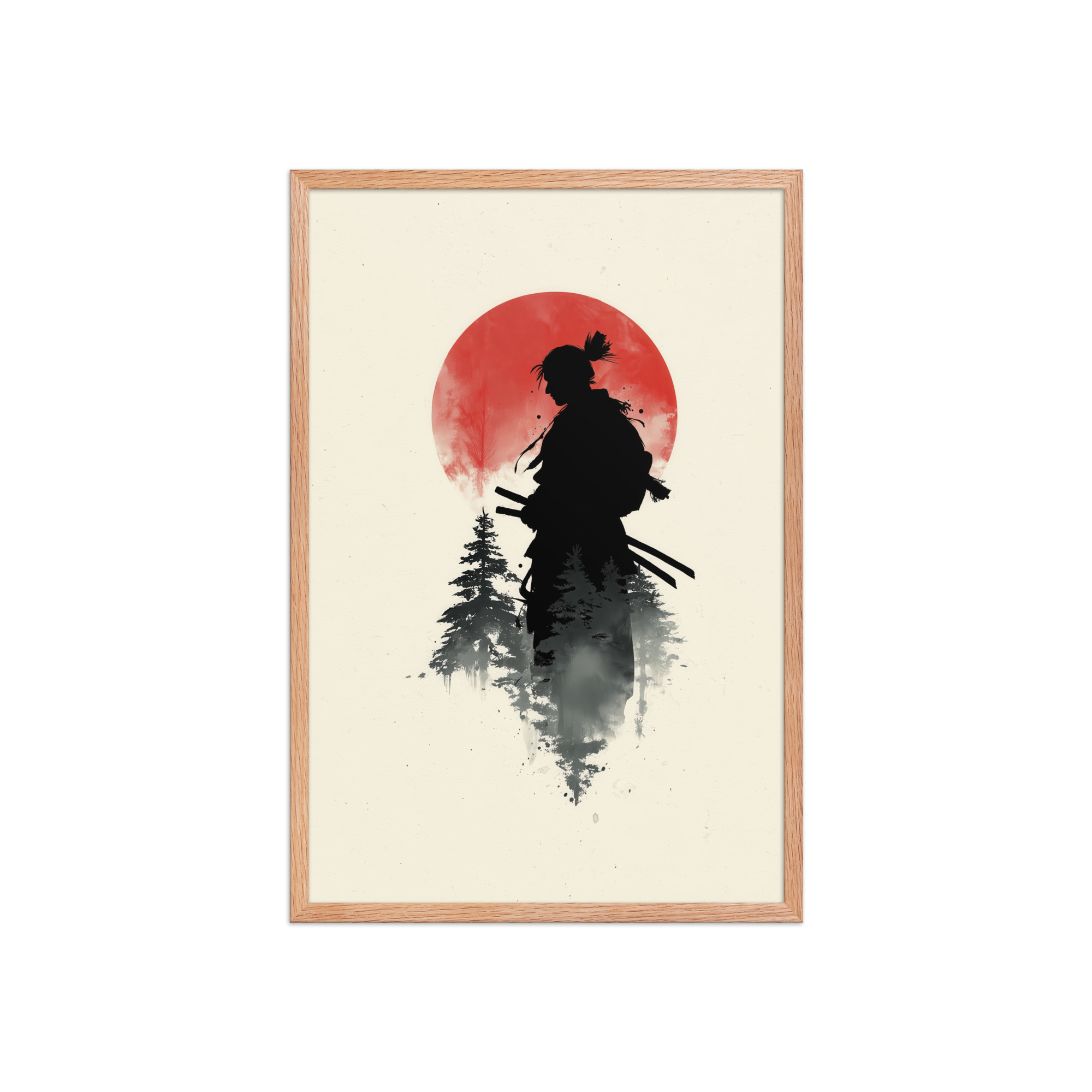 enhanced-matte-paper-framed-poster-in-red-oak-20x30-front-68fa15d3595ee.jpg Silent Watch Samurai II – Minimalist Japandi Samurai Minimal Japanese Decor – Framed Poster - Image 15