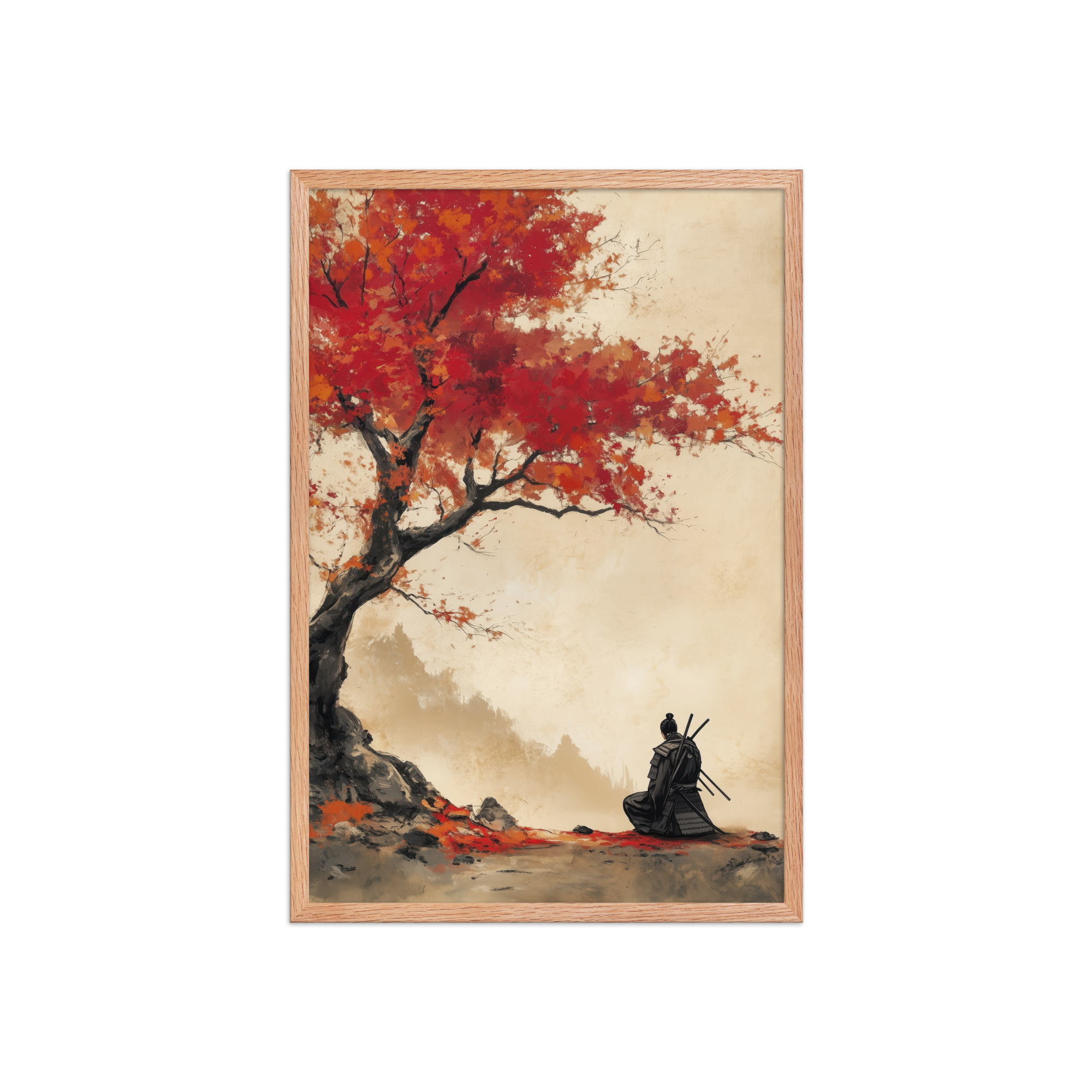 enhanced-matte-paper-framed-poster-in-red-oak-20x30-front-68fa16a6dc195.jpg Autumn Warrior – Samurai Beneath Crimson Maple Leaves Wall Decor – Framed Poster - Image 11