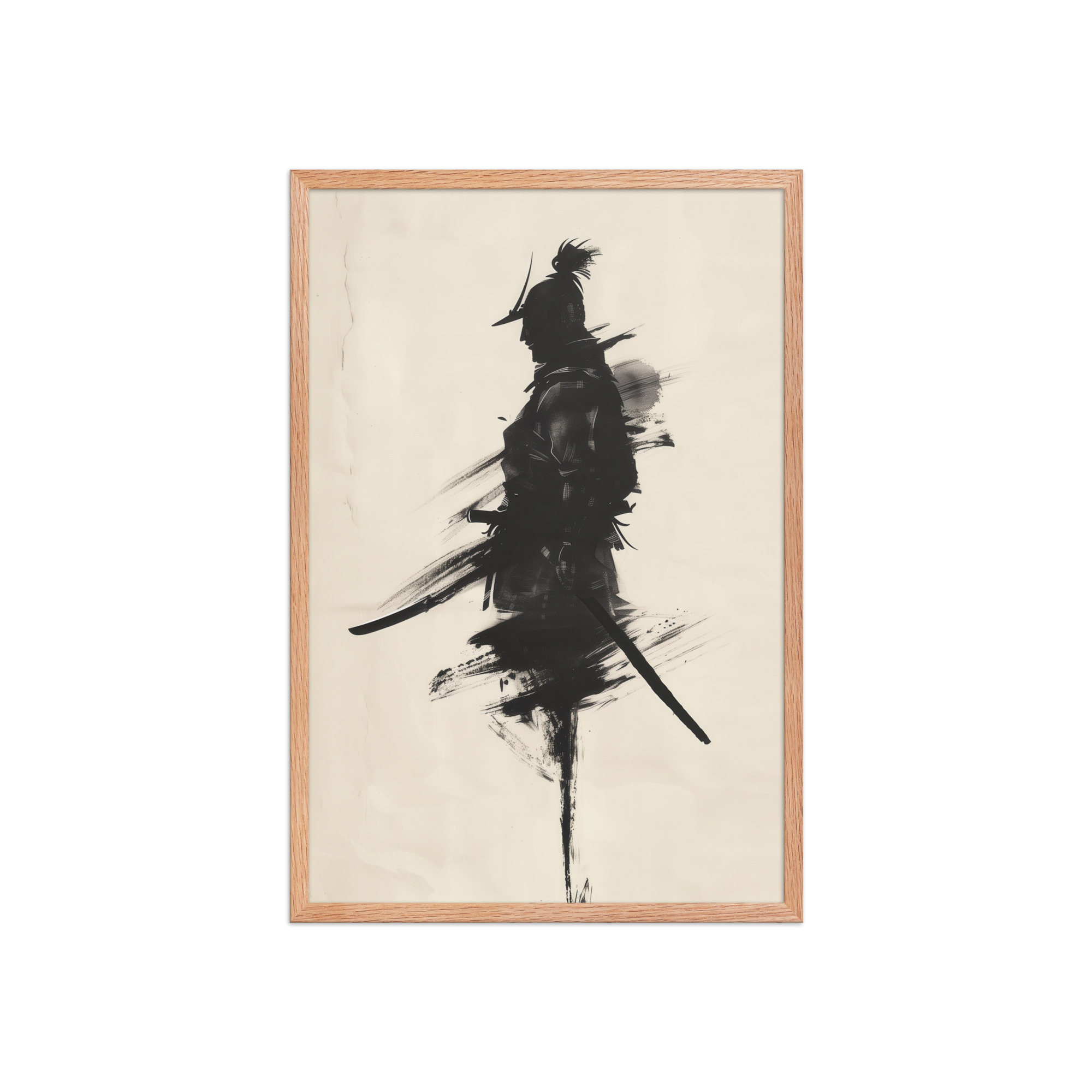 enhanced-matte-paper-framed-poster-in-red-oak-20x30-front-68fa170352c77.jpg Shadowed Warrior – Sumi-e Silhouette of a Lone Samurai Wall Decor – Framed Poster - Image 15