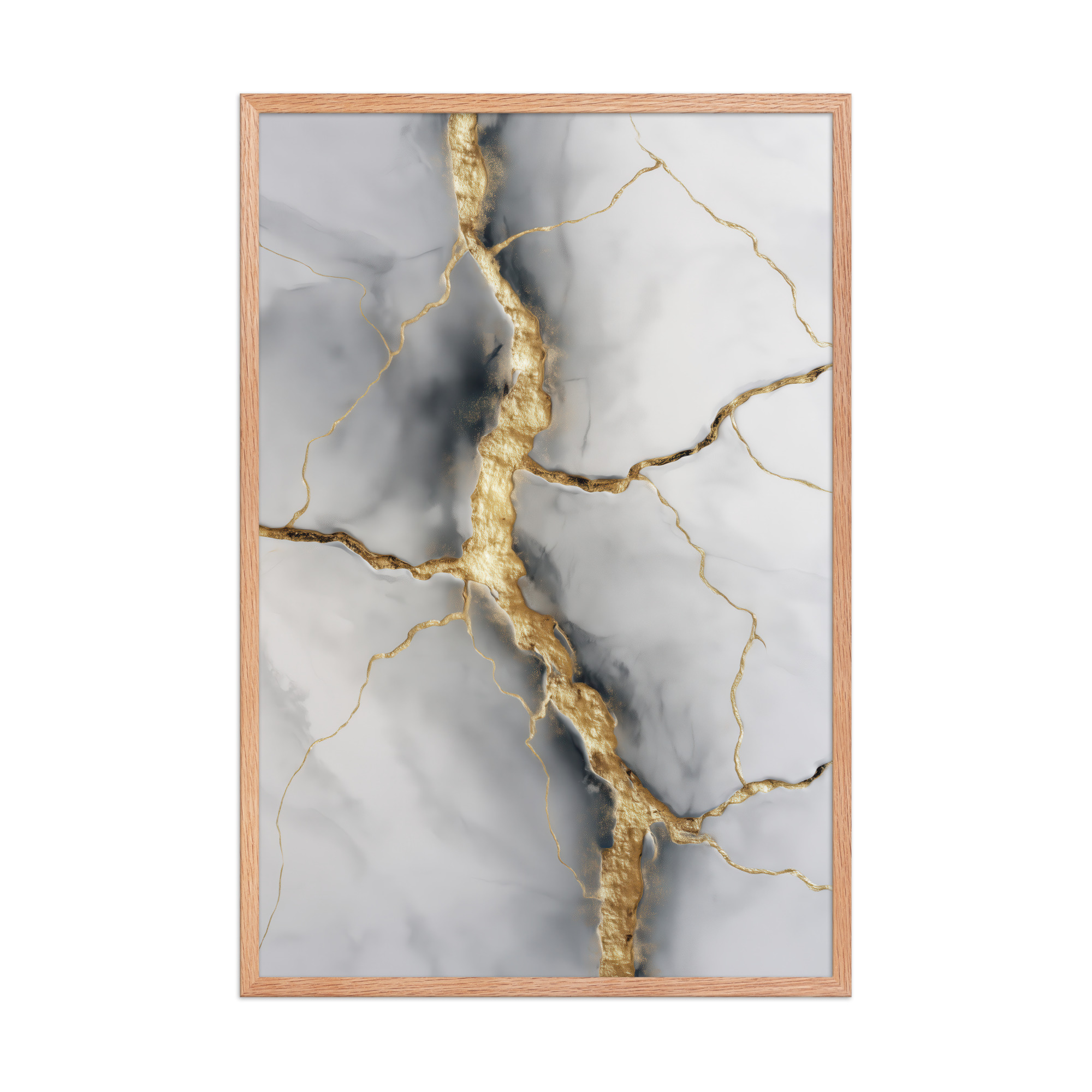 enhanced-matte-paper-framed-poster-in-red-oak-24x36-front-68f88a4fd41c3.jpg Kintsugi Cracks I — Marble Abstract with Gold Veining Wall Art — Framed Poster - Image 8