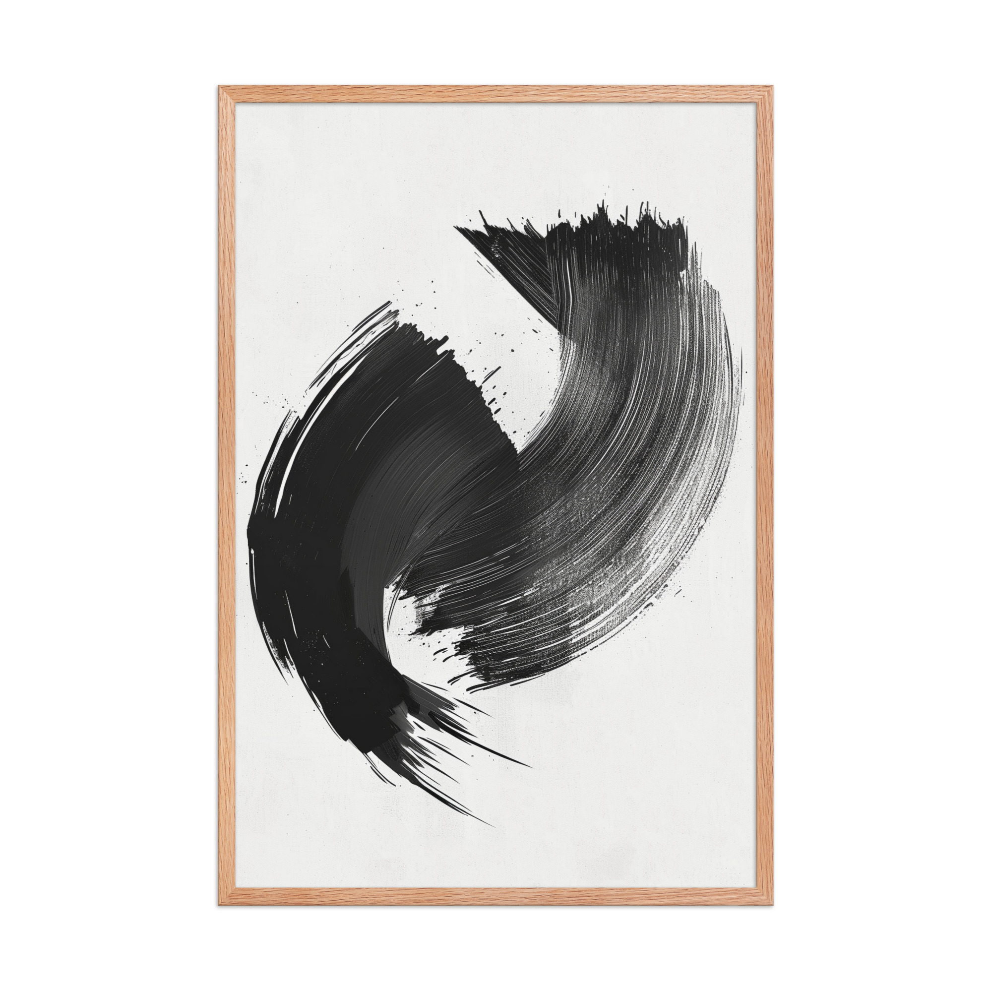 enhanced-matte-paper-framed-poster-in-red-oak-24x36-front-68f88ea6d3d0a.jpg Brushstroke Swirl — Zen Sumi-e Ink Abstract Wall Decor — Framed Poster - Image 12
