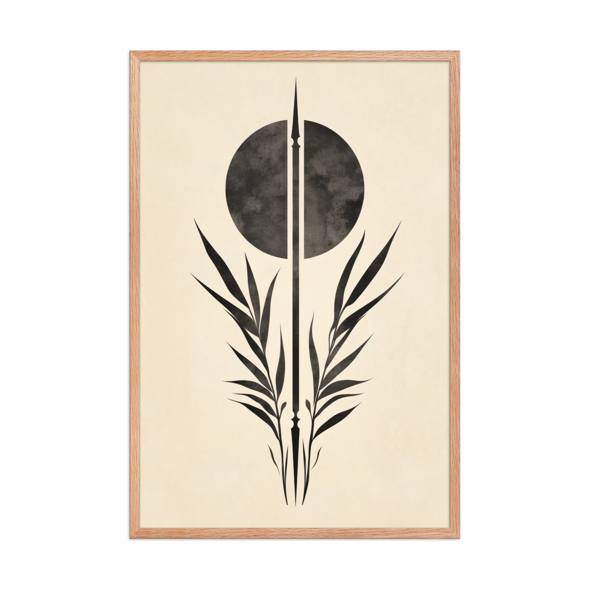 enhanced-matte-paper-framed-poster-in-red-oak-24x36-front-68f89857c7a10.jpg Zen Botanical Emblem — Minimal Botanical Ink Wall Art — Framed Poster - Image 12