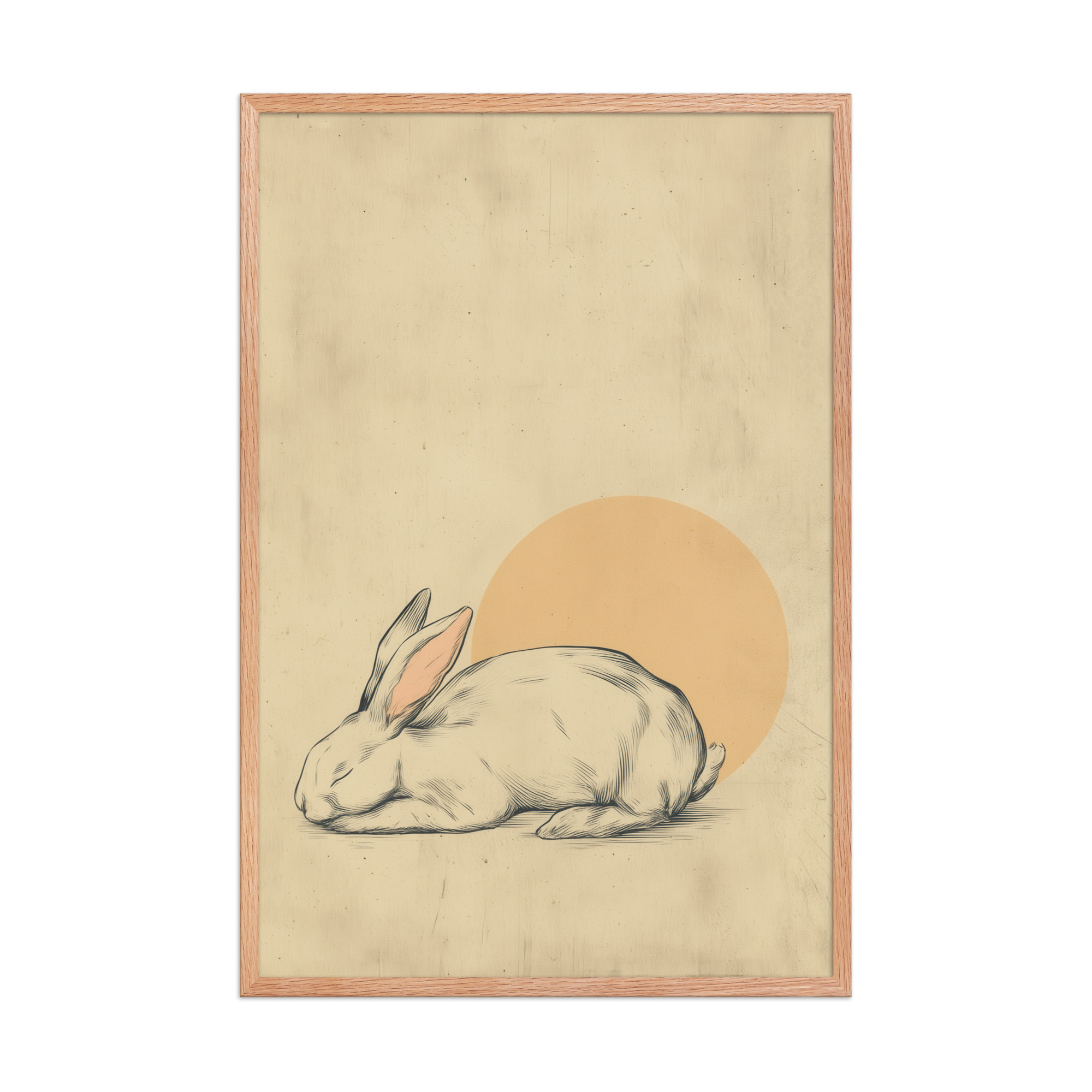 enhanced-matte-paper-framed-poster-in-red-oak-24x36-front-68f8a80eda7e9.jpg Zen Rabbit — Minimalist Rabbit with Rising Sun Wall Decor — Framed Poster - Image 13