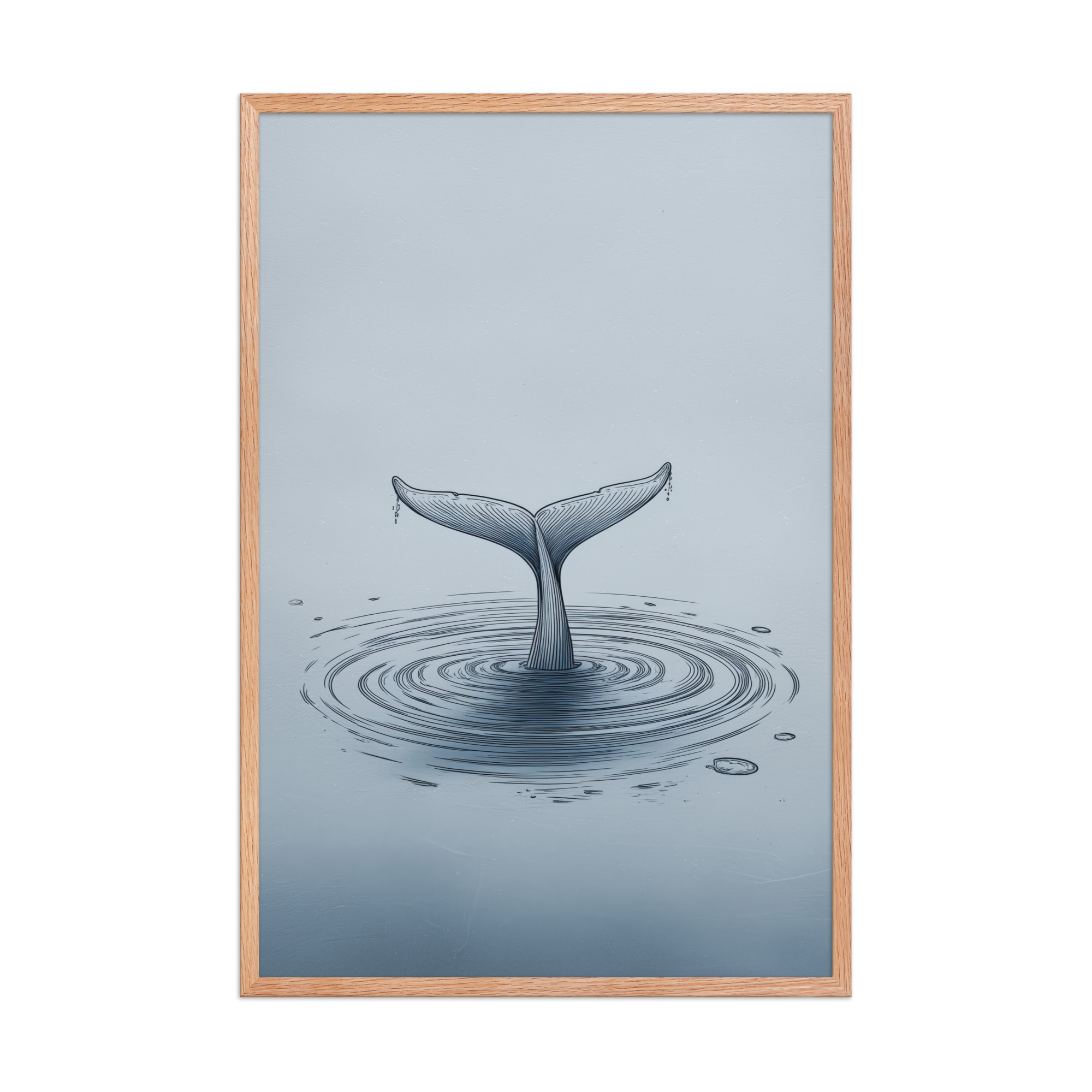 enhanced-matte-paper-framed-poster-in-red-oak-24x36-front-68f8b841e1d8e.jpg Ripple Beneath – Whale Tail Surfacing Minimal Ocean Wall Art in Cool Blues — Framed Poster - Image 16