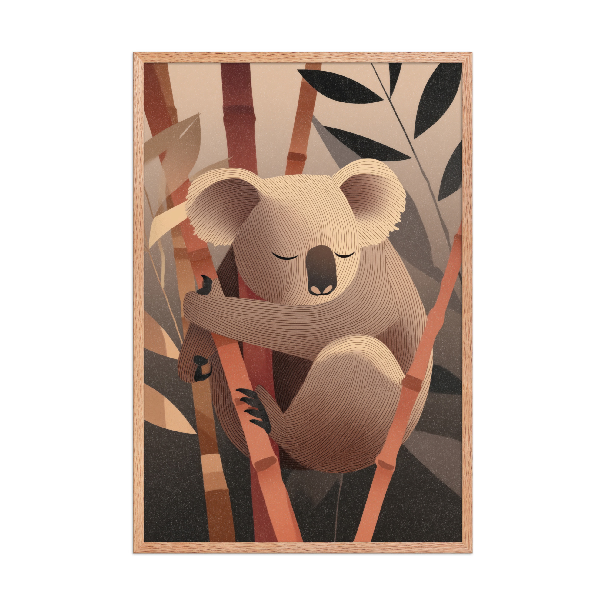 enhanced-matte-paper-framed-poster-in-red-oak-24x36-front-68f8be96462c2.jpg Koala Dreams in Bamboo — Minimal Sleeping Koala in Warm Tones Wall Decor — Framed Poster - Image 16