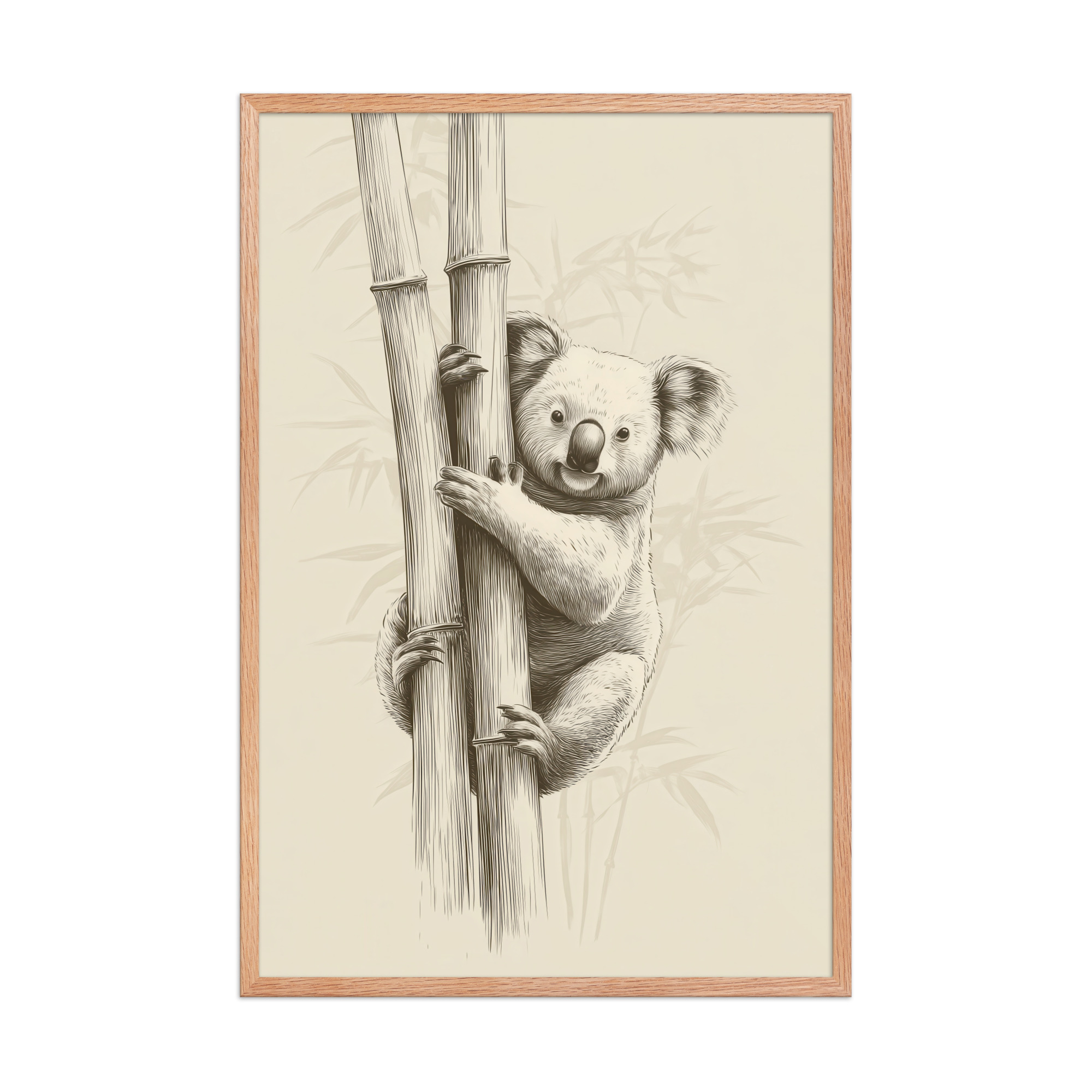 enhanced-matte-paper-framed-poster-in-red-oak-24x36-front-68f8bef31254e.jpg Koala Bamboo I — Koala Illustration in Warm Neutrals Wall Decor — Framed Poster - Image 16