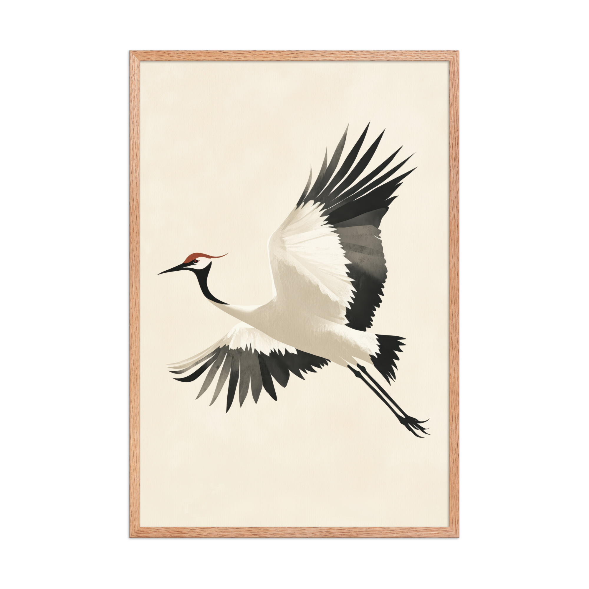 enhanced-matte-paper-framed-poster-in-red-oak-24x36-front-68f90047ca0dd.jpg Graceful Crane in Flight — Red-Crowned Flying Crane Wall Art — Framed Poster - Image 16