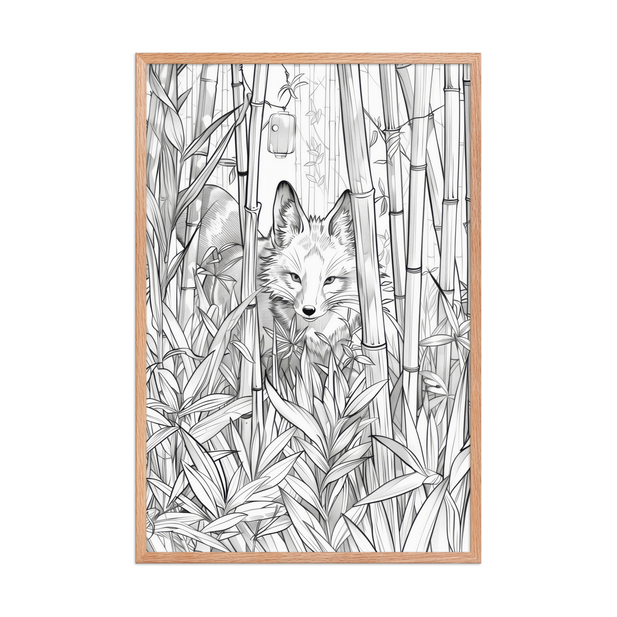 enhanced-matte-paper-framed-poster-in-red-oak-24x36-front-68f903bc15ded.jpg Fox Spirit in Bamboo Forest — Fox Among Bamboo Wall Decor — Framed Poster - Image 16
