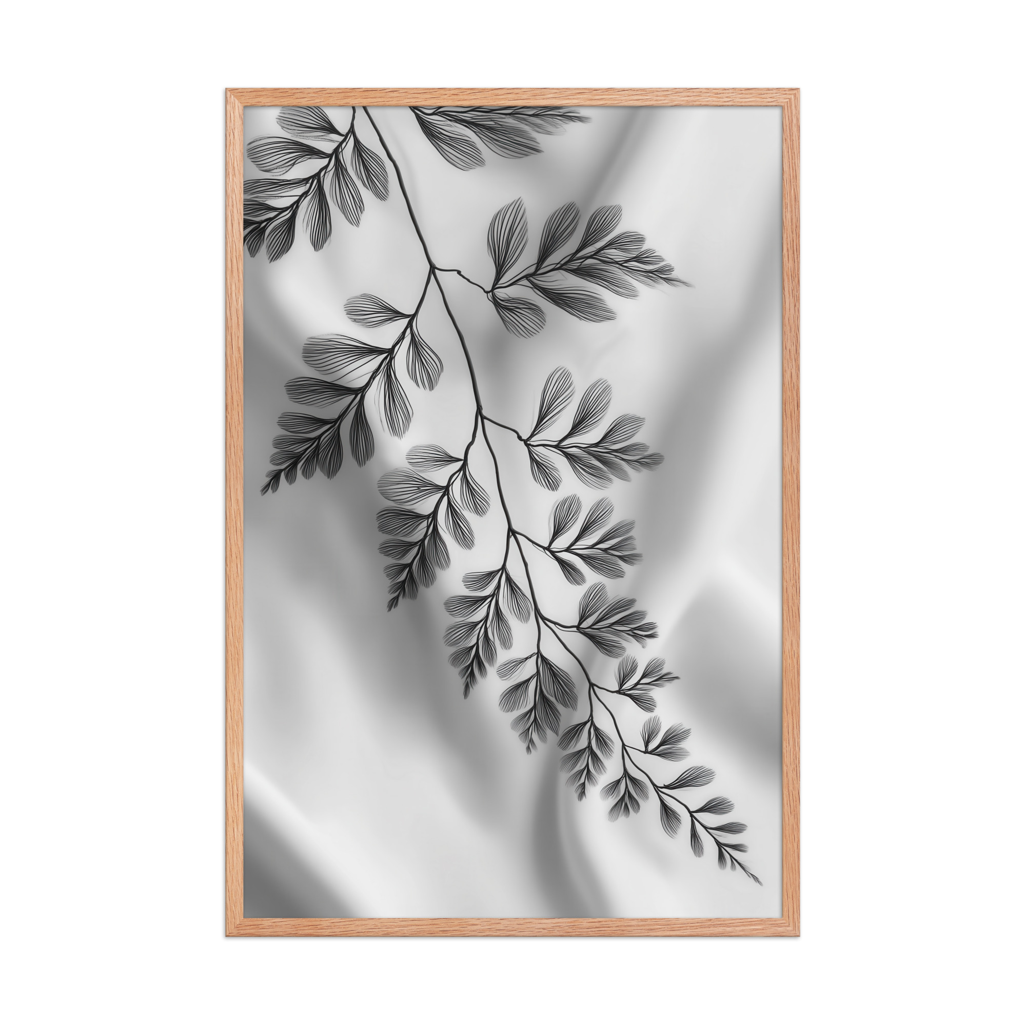 enhanced-matte-paper-framed-poster-in-red-oak-24x36-front-68f909383e5e3.jpg Fern of Still Shadows — Botanical Ink Wall Decor — Framed Poster - Image 10