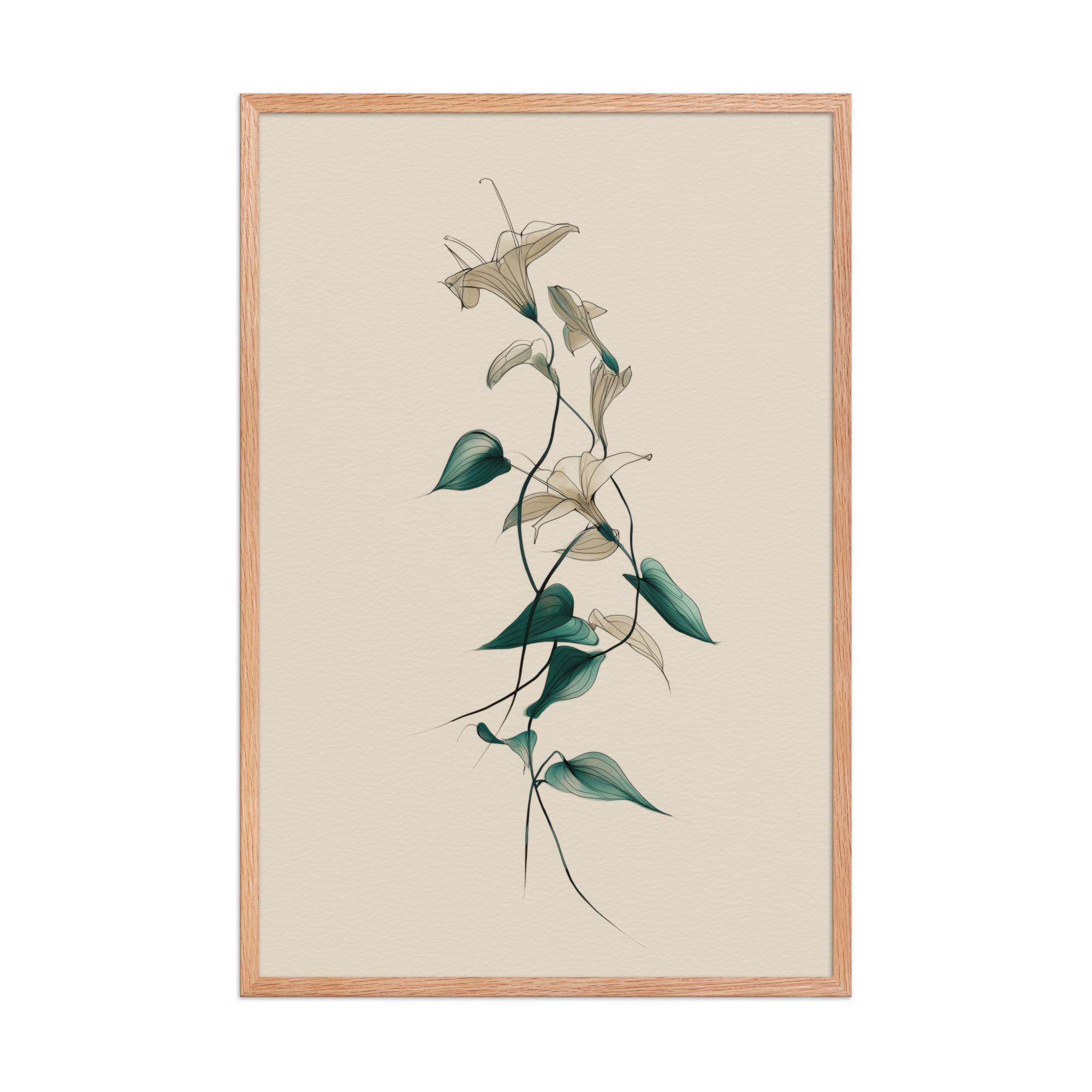 enhanced-matte-paper-framed-poster-in-red-oak-24x36-front-68f91e0a4842b.jpg Lily Flow — Japandi Floral Line-Art Decor Lilies — Framed Poster - Image 16