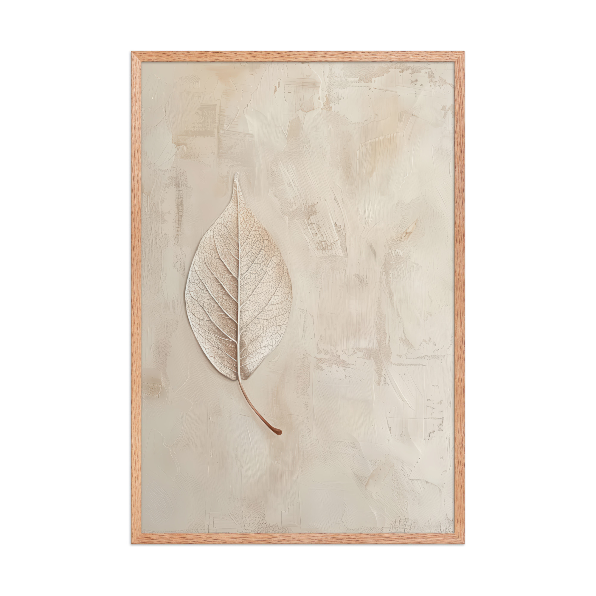 enhanced-matte-paper-framed-poster-in-red-oak-24x36-front-68f9c345b3ab9.jpg Wabi-Sabi Leaf II — Neutral Textured Botanical Wall Art — Framed Poster - Image 16