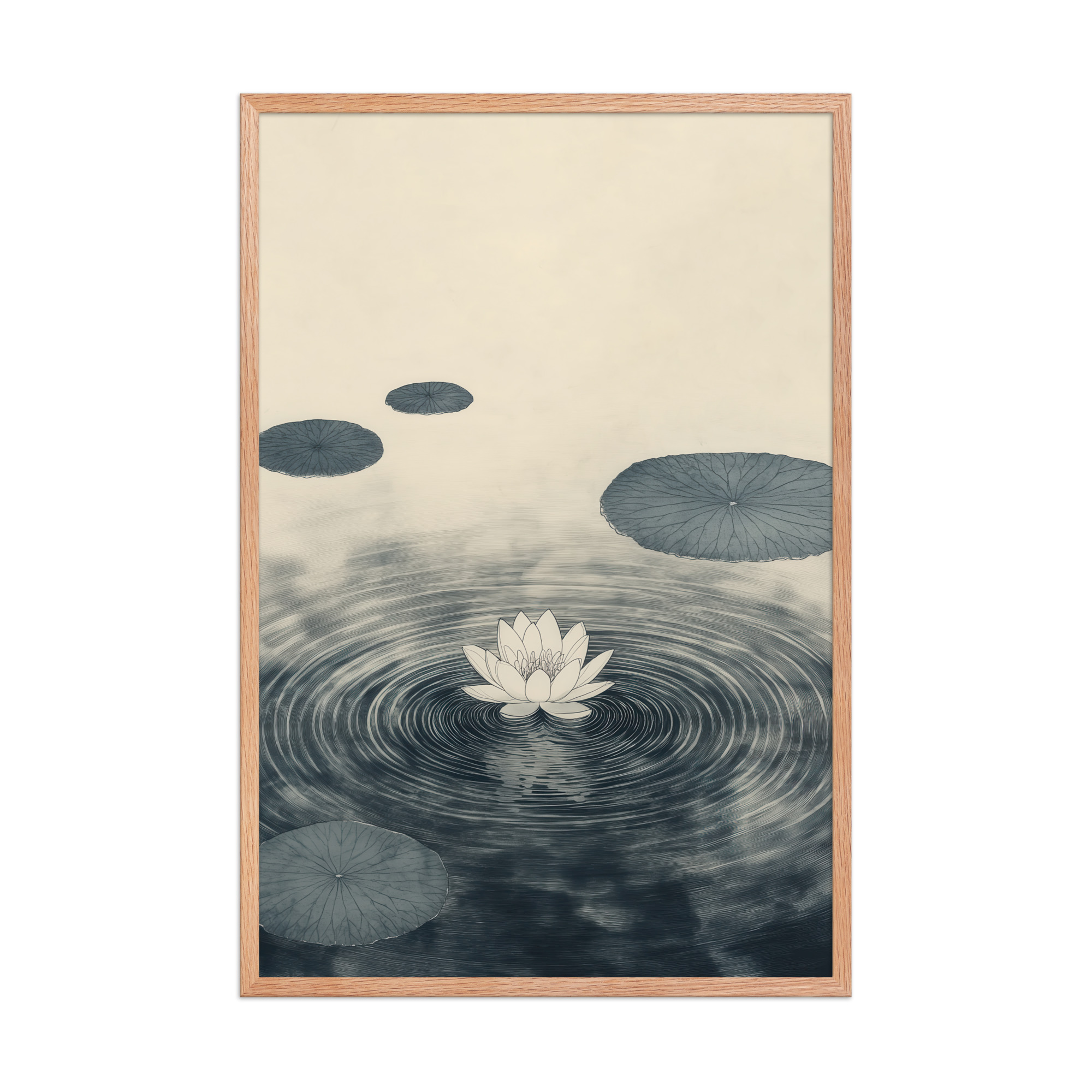 enhanced-matte-paper-framed-poster-in-red-oak-24x36-front-68f9c52b7a08a.jpg Lotus Serenity — Calming Pond Ripples Wall Art — Framed Poster - Image 8