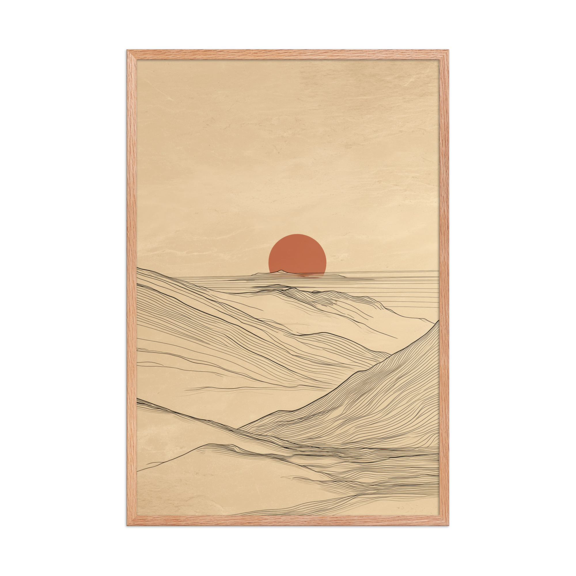enhanced-matte-paper-framed-poster-in-red-oak-24x36-front-68f9c56b9ffd6.jpg Desert Horizon — Japandi Desert Line Landscape Wall Art — Framed Poster - Image 12