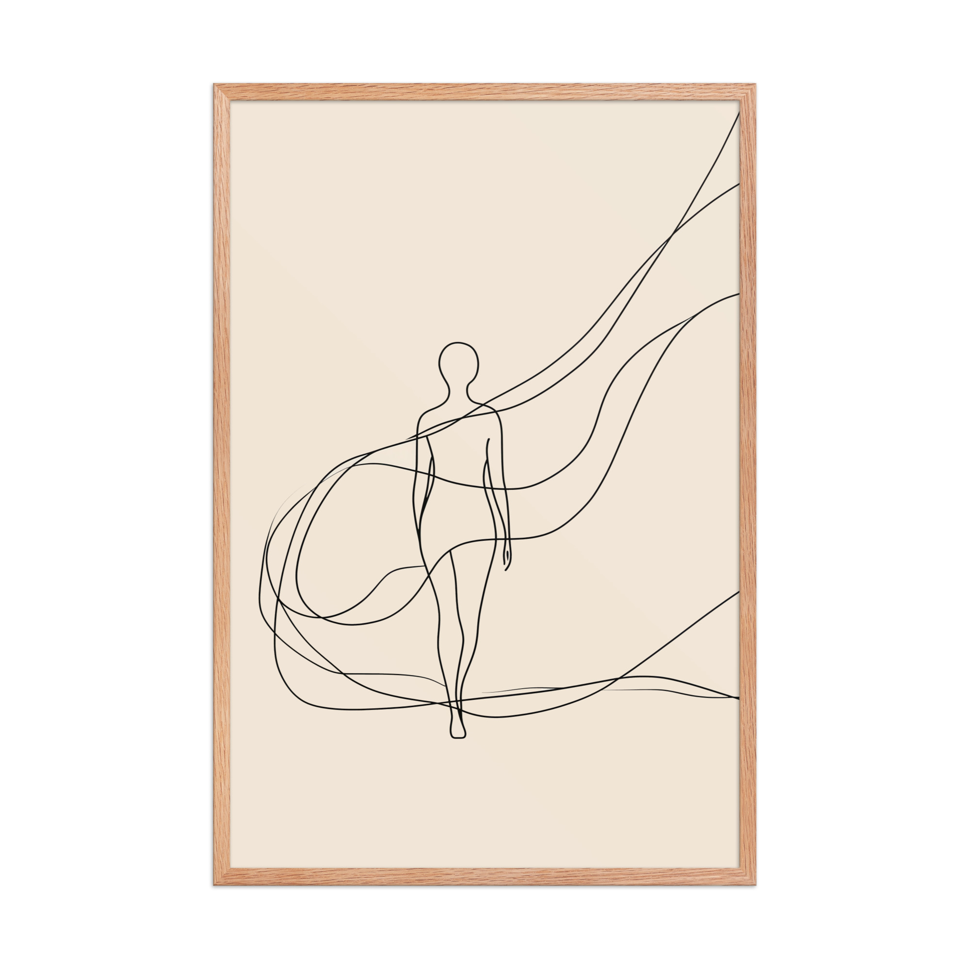 enhanced-matte-paper-framed-poster-in-red-oak-24x36-front-68f9c6918aadd.jpg Graceful Flow — Minimalist Single-Line Figure Wall Art — Framed Poster - Image 12