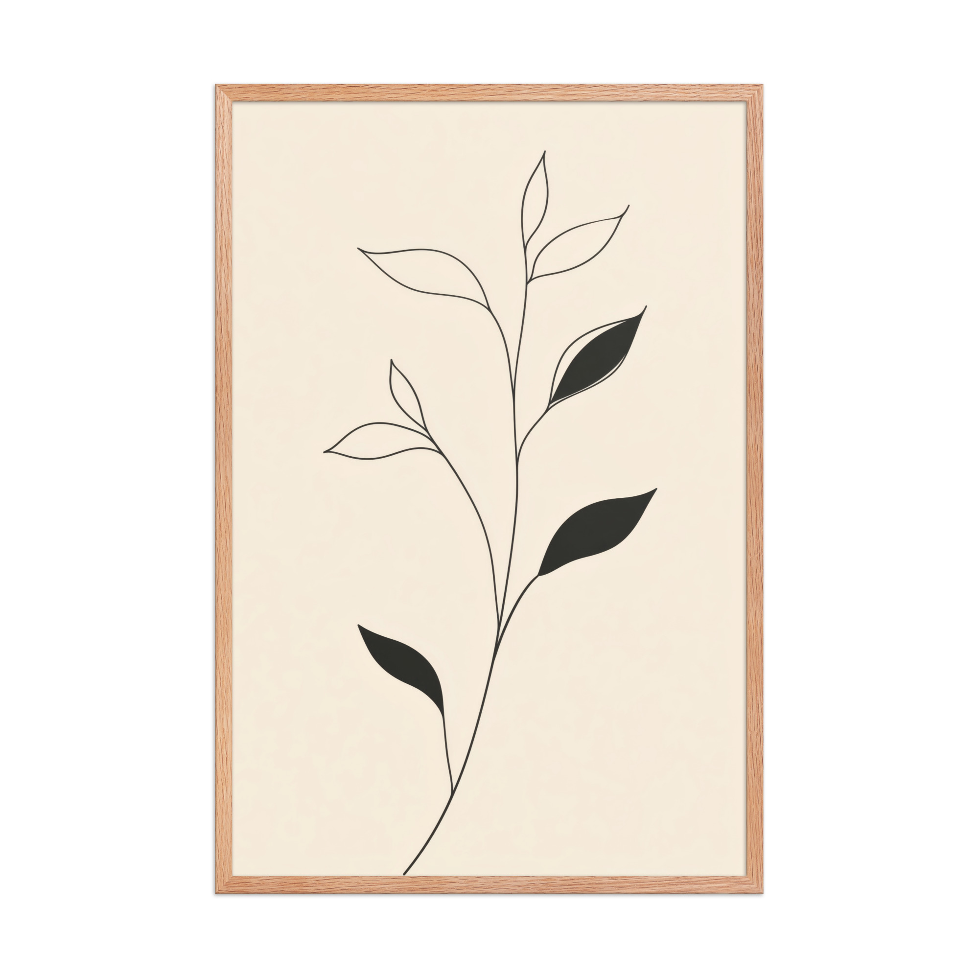 enhanced-matte-paper-framed-poster-in-red-oak-24x36-front-68f9c6992bcd1.jpg Contrast in Nature — Minimalist Botanical Line Art — Framed Poster - Image 14