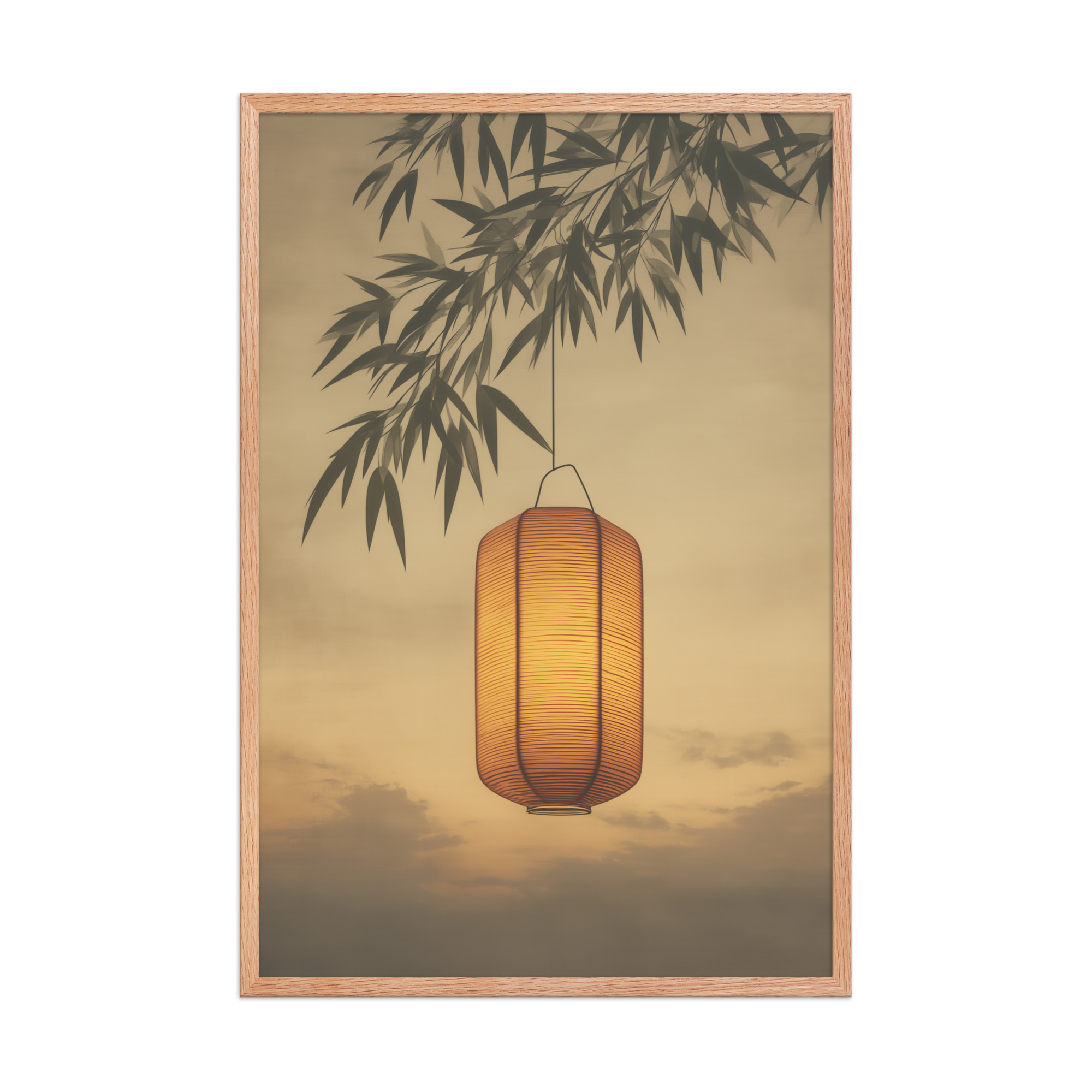 enhanced-matte-paper-framed-poster-in-red-oak-24x36-front-68f9cb4c475ab.jpg Lantern Glow — Japanese Lantern Minimal Wall Decor — Framed Poster - Image 14