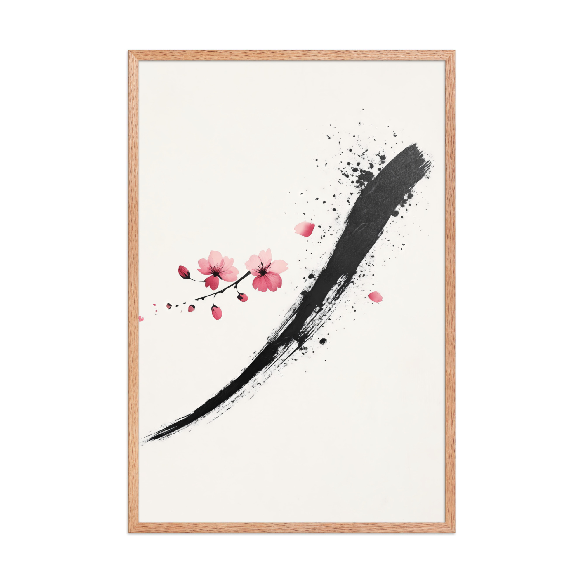enhanced-matte-paper-framed-poster-in-red-oak-24x36-front-68f9d16194229.jpg Zen Blossom Stroke — Minimal Cherry Blossom Sumi-e Brush Wall Art — Framed Poster - Image 10