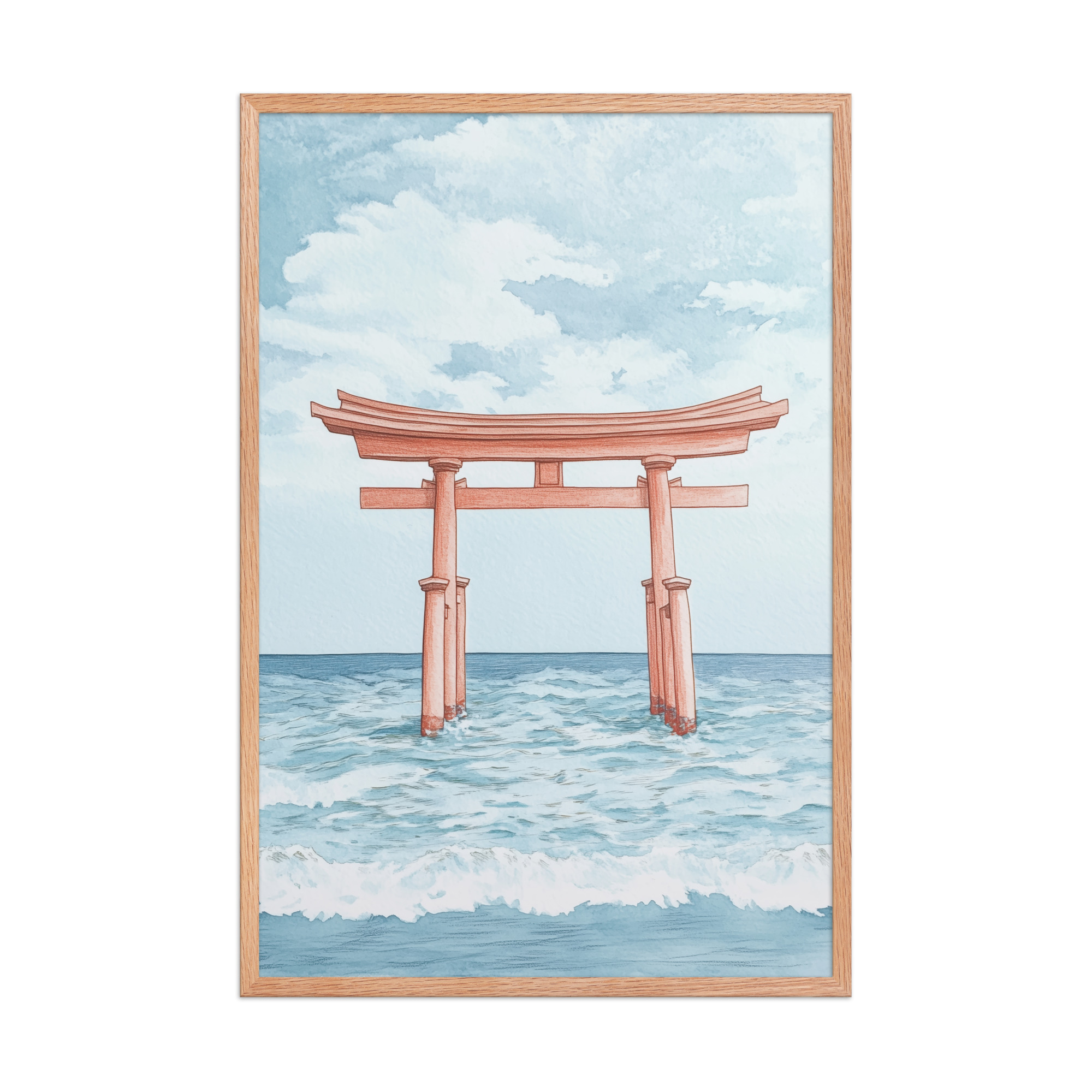 enhanced-matte-paper-framed-poster-in-red-oak-24x36-front-68f9d2fccef04.jpg Torii Gate Waves — Coastal Shinto Shrine Wall Decor — Framed Poster - Image 16