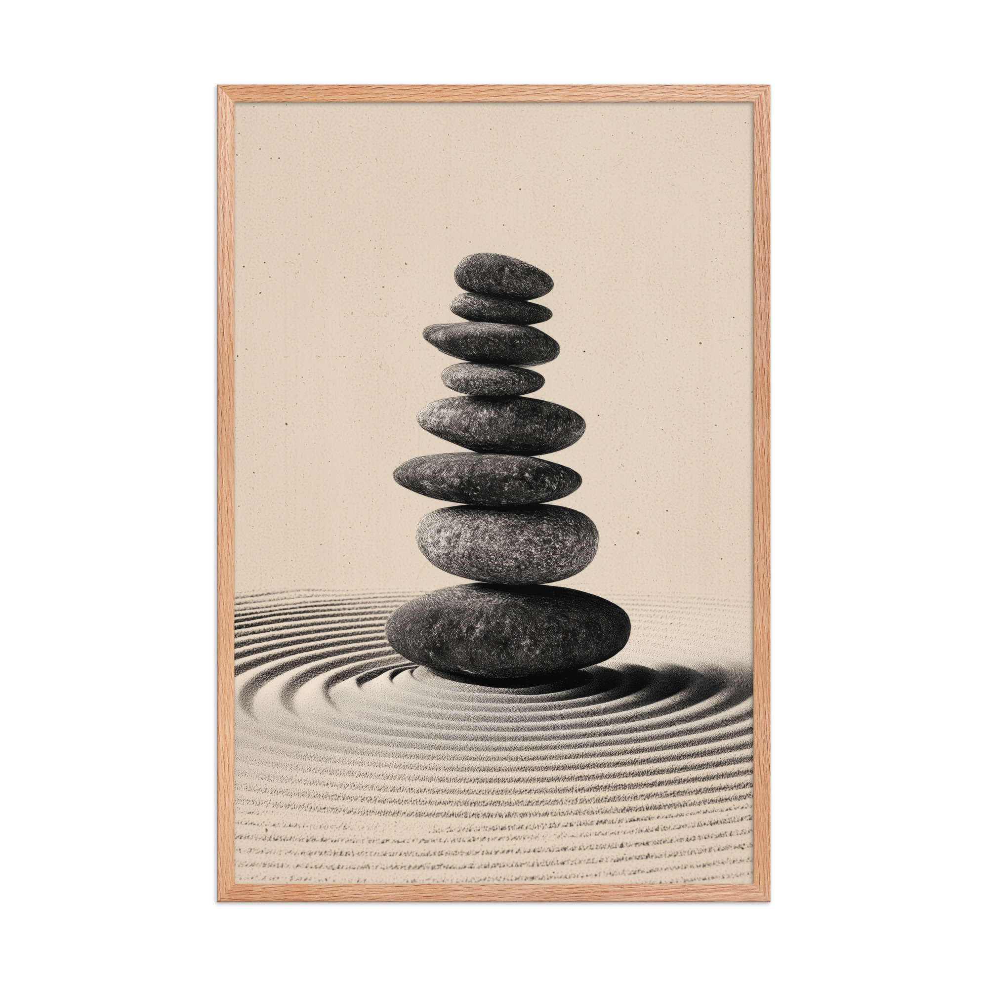 enhanced-matte-paper-framed-poster-in-red-oak-24x36-front-68f9e460c04bf.jpg Balanced Stillness – Stacked Stones I Neutral Zen Stones Wall Art – Framed Poster - Image 16