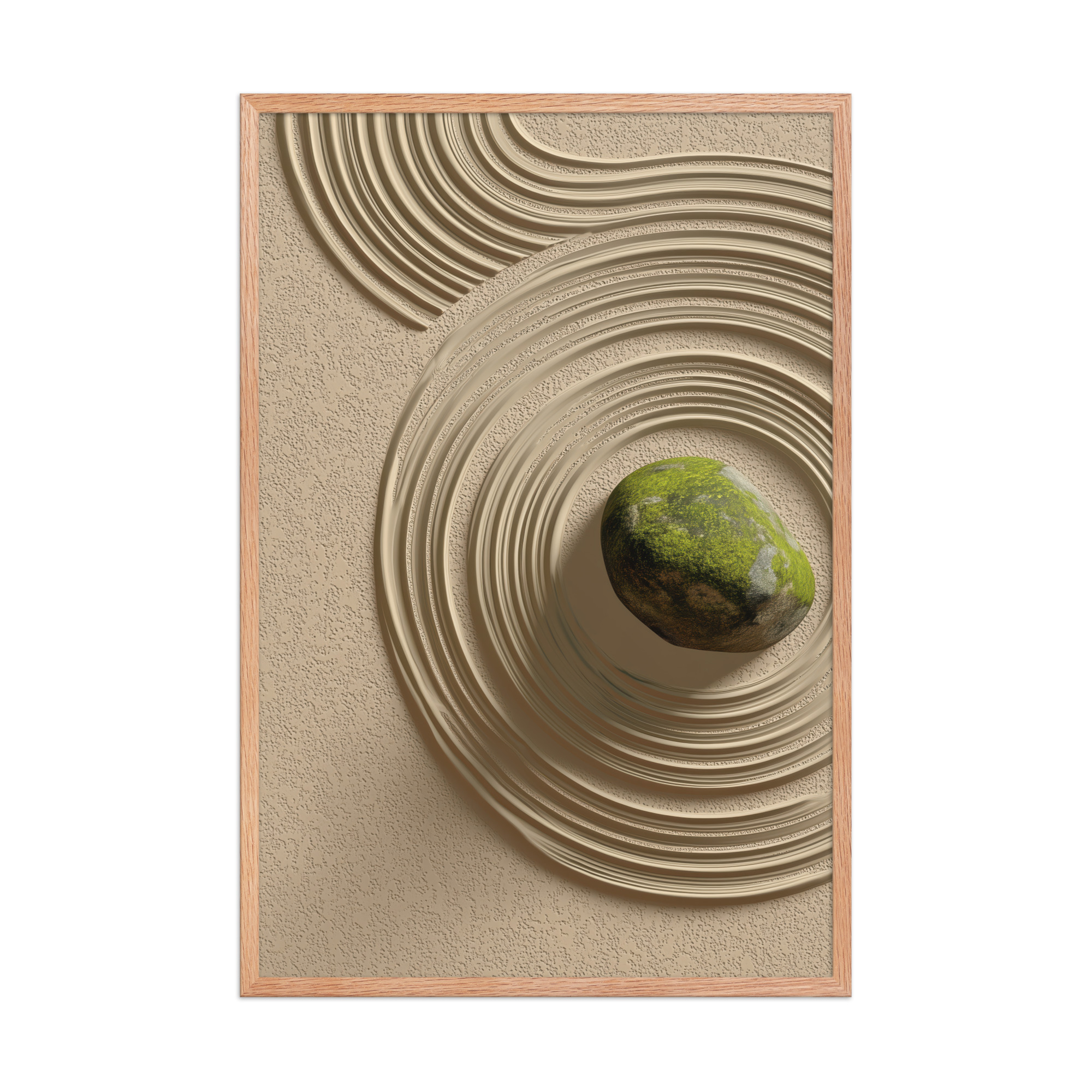 enhanced-matte-paper-framed-poster-in-red-oak-24x36-front-68f9e5b7c7aca.jpg Zen Garden Harmony – Moss Stone I Minimal Wall Art – Framed Poster - Image 14