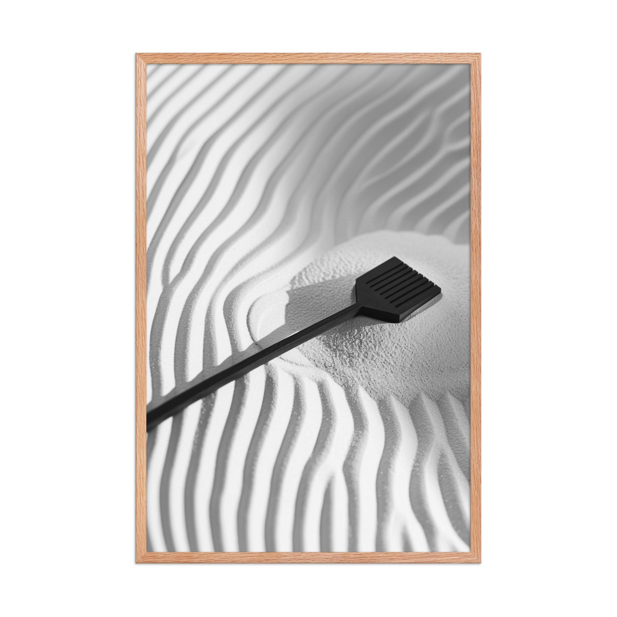 enhanced-matte-paper-framed-poster-in-red-oak-24x36-front-68f9e8d81fdc2.jpg Zen Sand Rake – Minimal Monochrome Ripples Wall Art – Framed Poster - Image 16