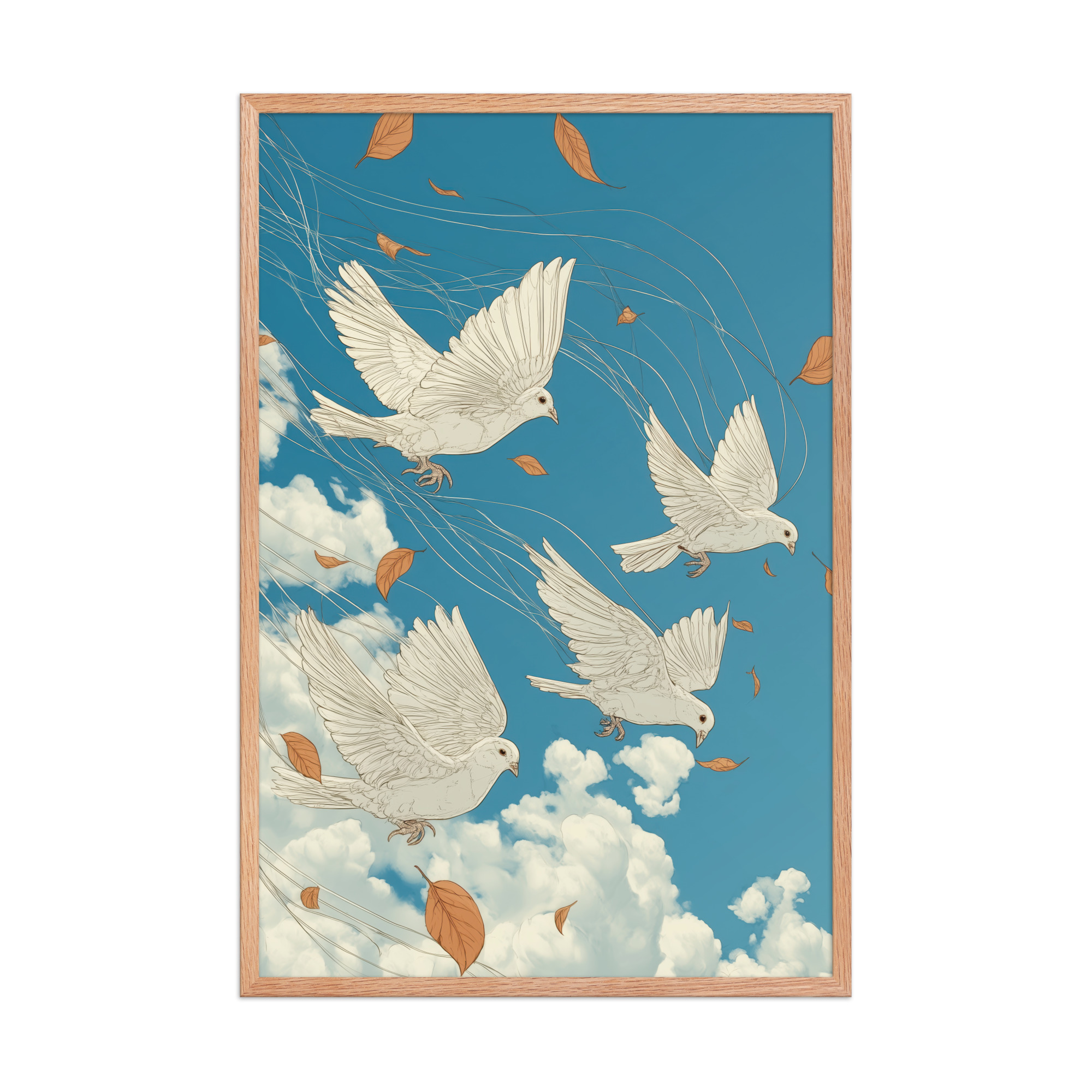 enhanced-matte-paper-framed-poster-in-red-oak-24x36-front-68f9f7504ebed.jpg White Doves in Wind (Hokusai) – Autumn Leaves in Flight Ukiyo-e Wall Decor – Framed Poster - Image 12