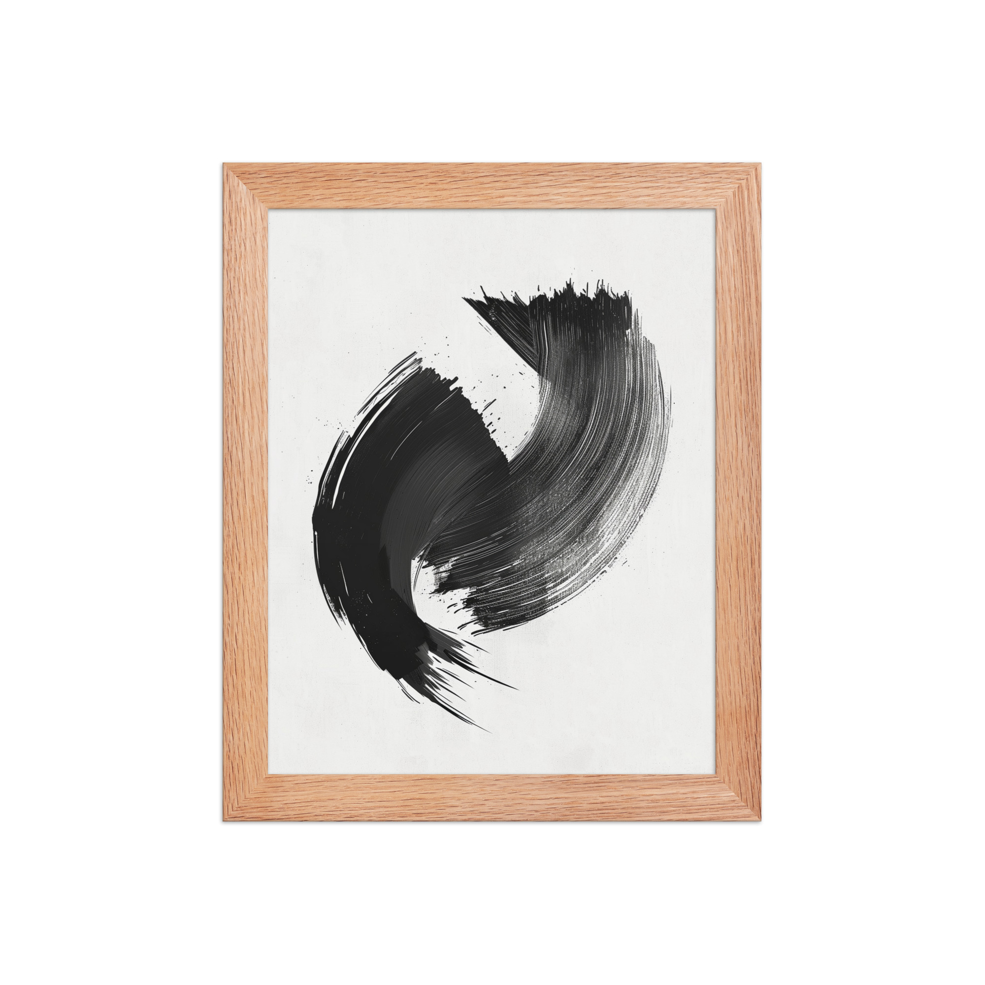 enhanced-matte-paper-framed-poster-in-red-oak-8x10-front-68f88ea6d3a48.jpg Brushstroke Swirl — Zen Sumi-e Ink Abstract Wall Decor — Framed Poster - Image 7