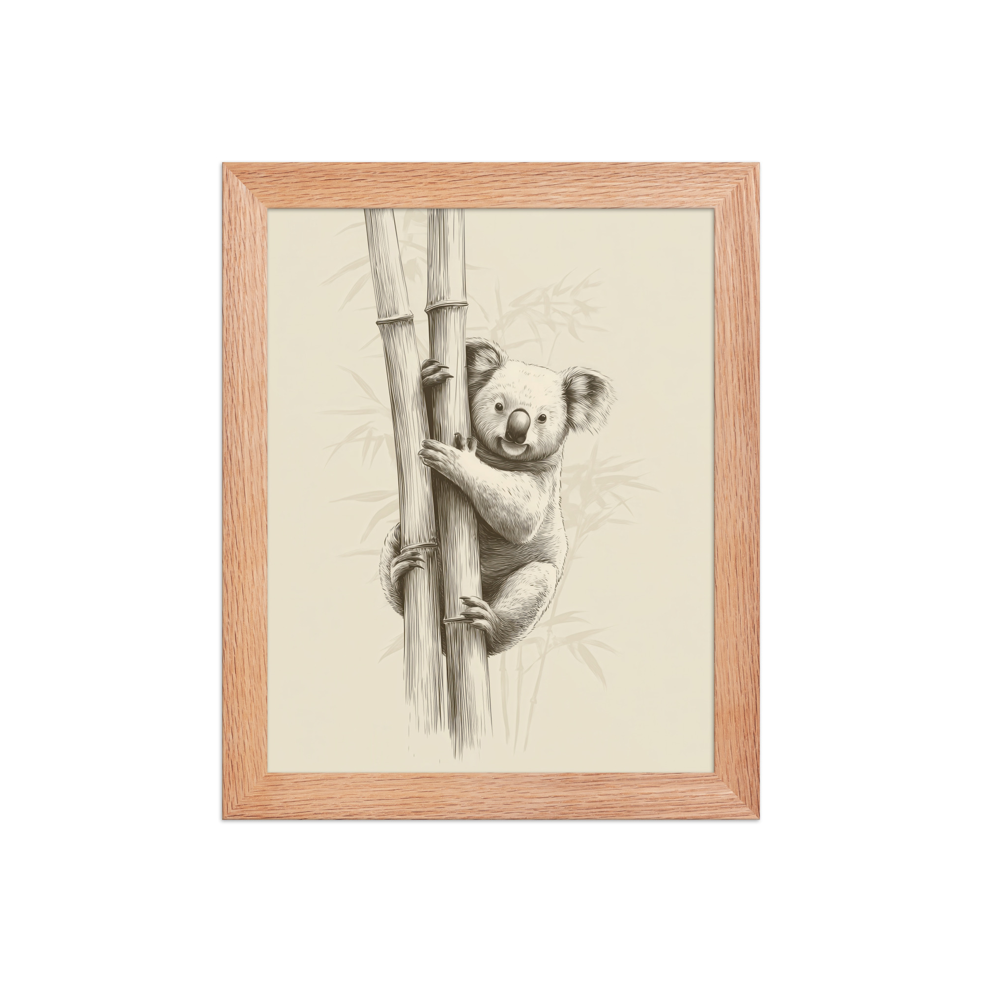 enhanced-matte-paper-framed-poster-in-red-oak-8x10-front-68f8bef3121d8.jpg Koala Bamboo I — Koala Illustration in Warm Neutrals Wall Decor — Framed Poster - Image 9