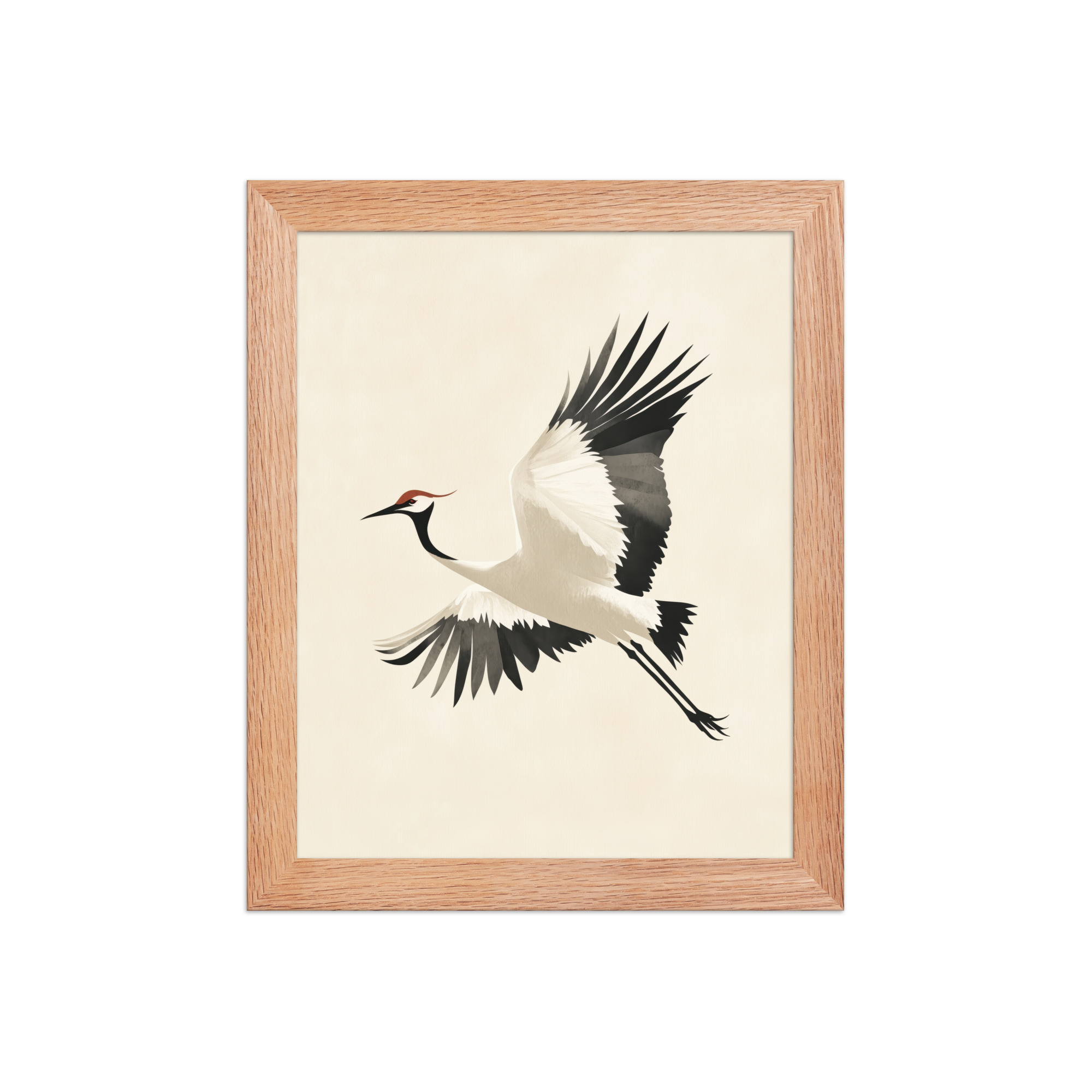 enhanced-matte-paper-framed-poster-in-red-oak-8x10-front-68f90047c9d4b.jpg Graceful Crane in Flight — Red-Crowned Flying Crane Wall Art — Framed Poster - Image 9