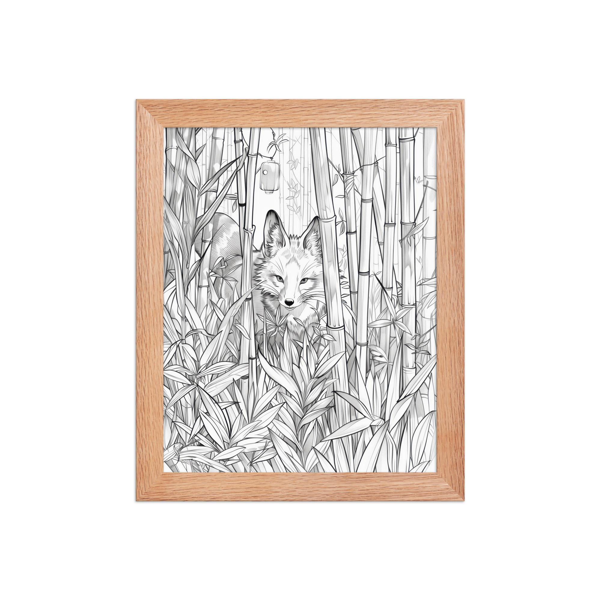 enhanced-matte-paper-framed-poster-in-red-oak-8x10-front-68f903bc15a87.jpg Fox Spirit in Bamboo Forest — Fox Among Bamboo Wall Decor — Framed Poster - Image 9