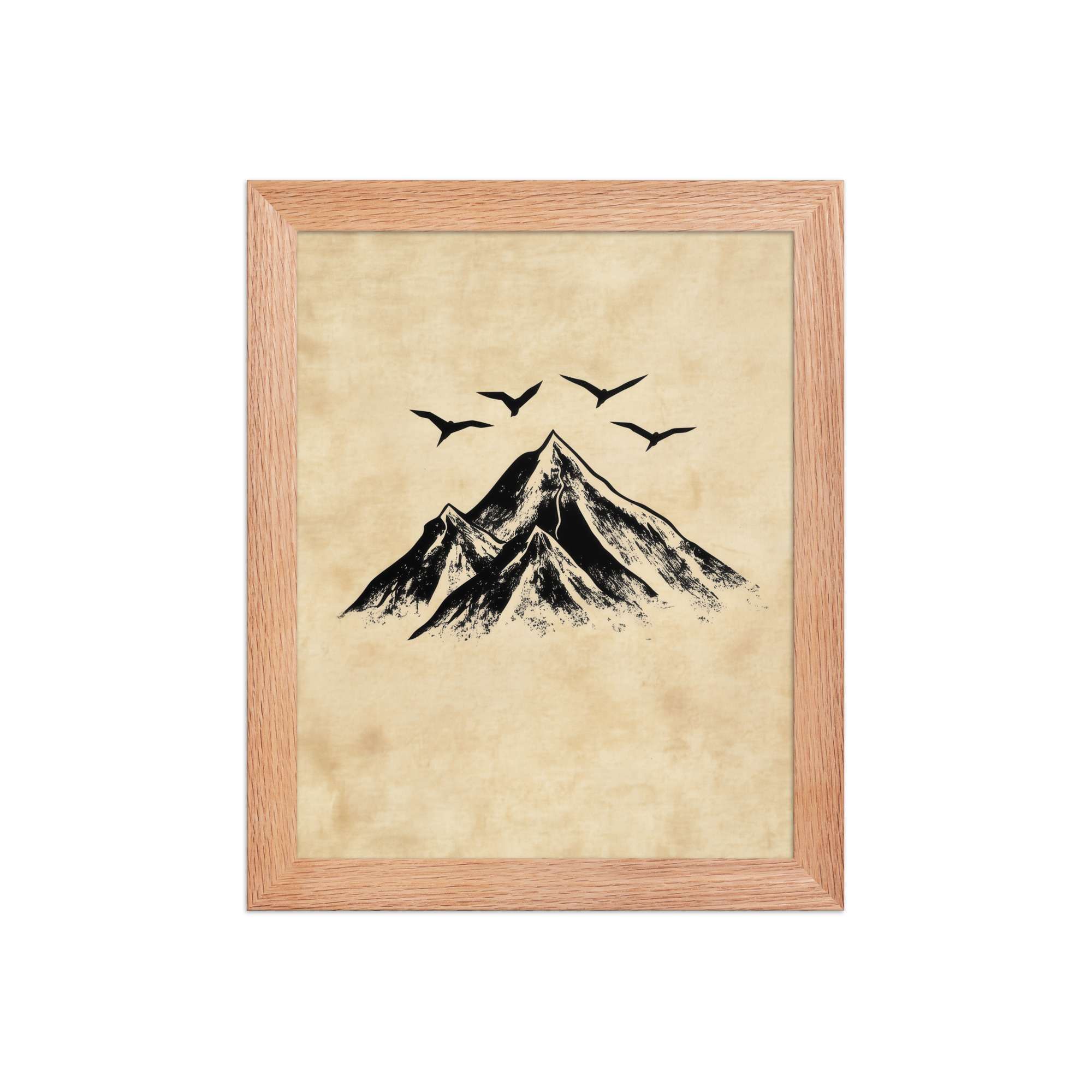 enhanced-matte-paper-framed-poster-in-red-oak-8x10-front-68f91cab2c747.jpg Four Peaks in Ink — Mountain Landscape Wall Art — Framed Poster - Image 7