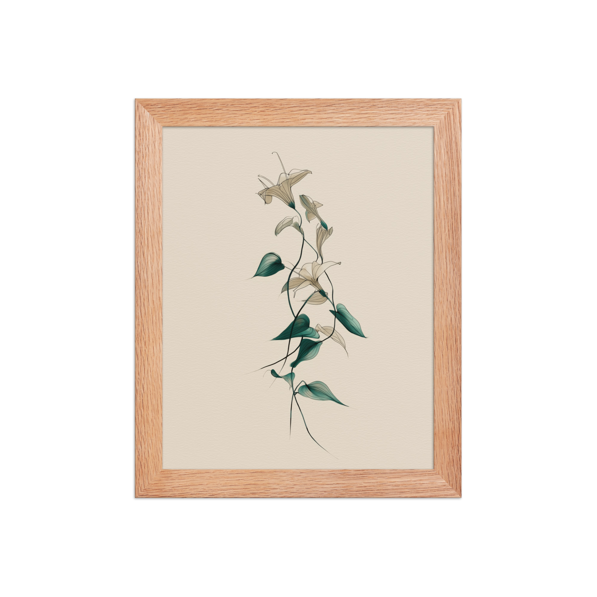 enhanced-matte-paper-framed-poster-in-red-oak-8x10-front-68f91e0a4808d.jpg Lily Flow — Japandi Floral Line-Art Decor Lilies — Framed Poster - Image 9