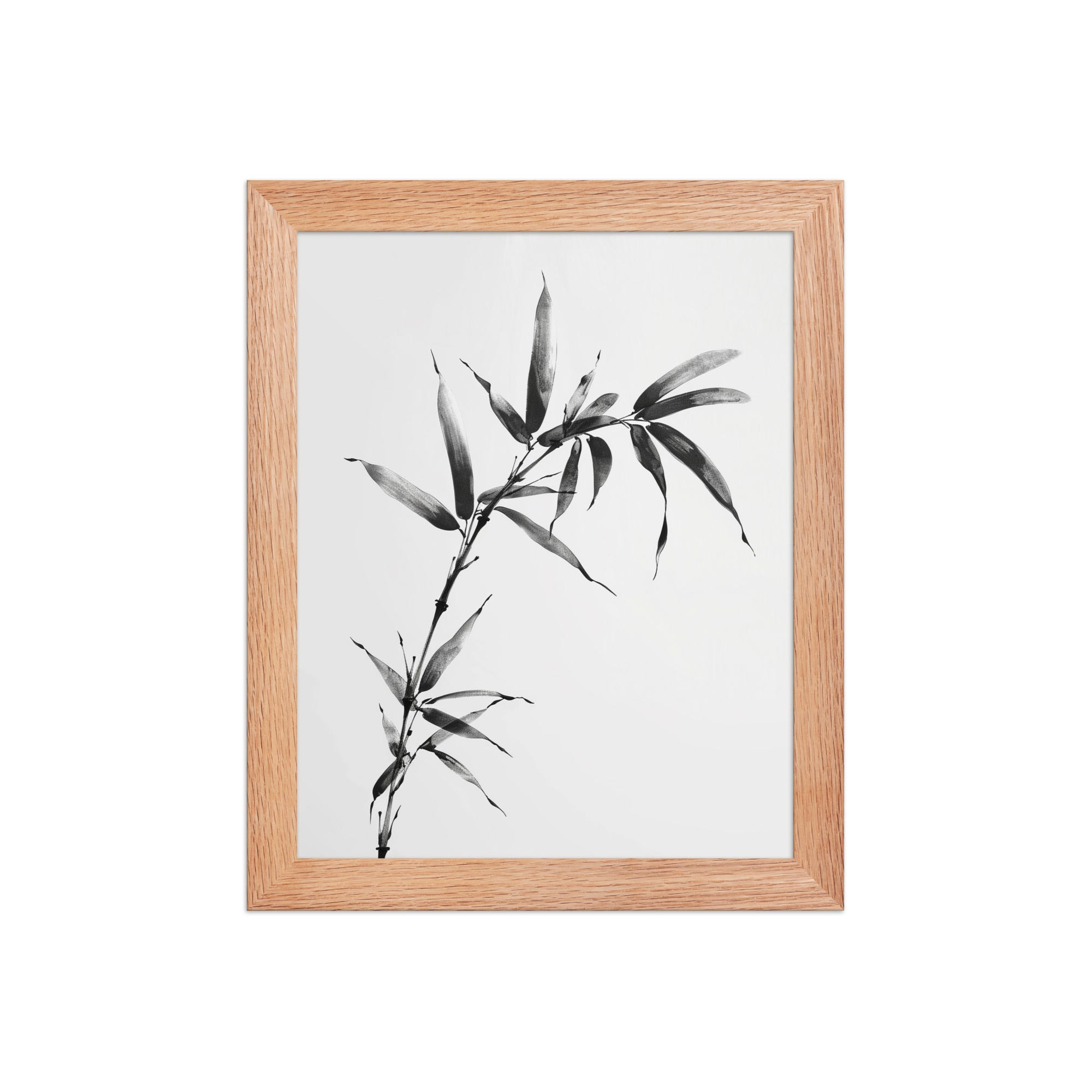 enhanced-matte-paper-framed-poster-in-red-oak-8x10-front-68f921a999269.jpg Minimalist Bamboo — Sumi-e Black Ink Wall Art — Framed Poster - Image 7