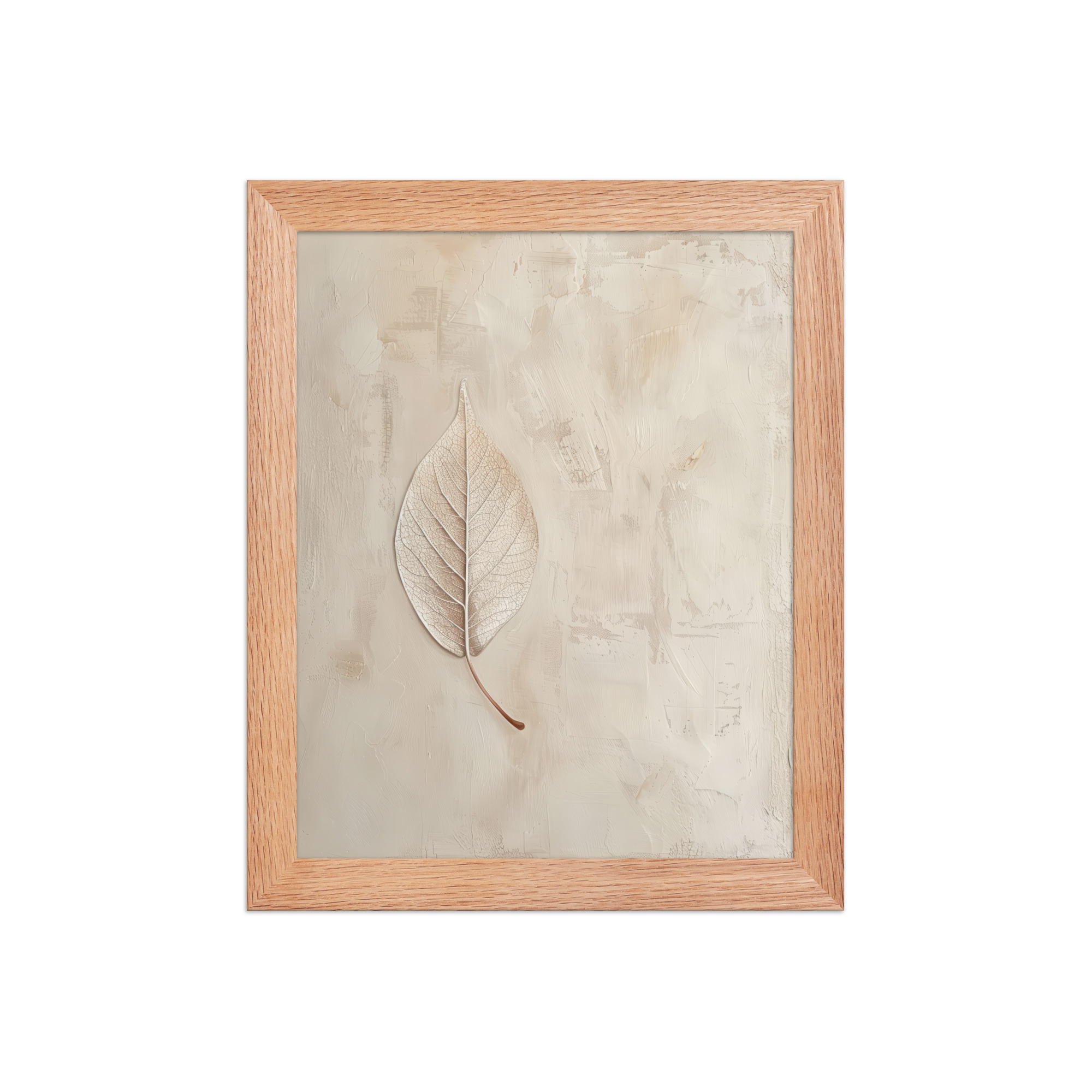 enhanced-matte-paper-framed-poster-in-red-oak-8x10-front-68f9c345b36d7.jpg Wabi-Sabi Leaf II — Neutral Textured Botanical Wall Art — Framed Poster - Image 9