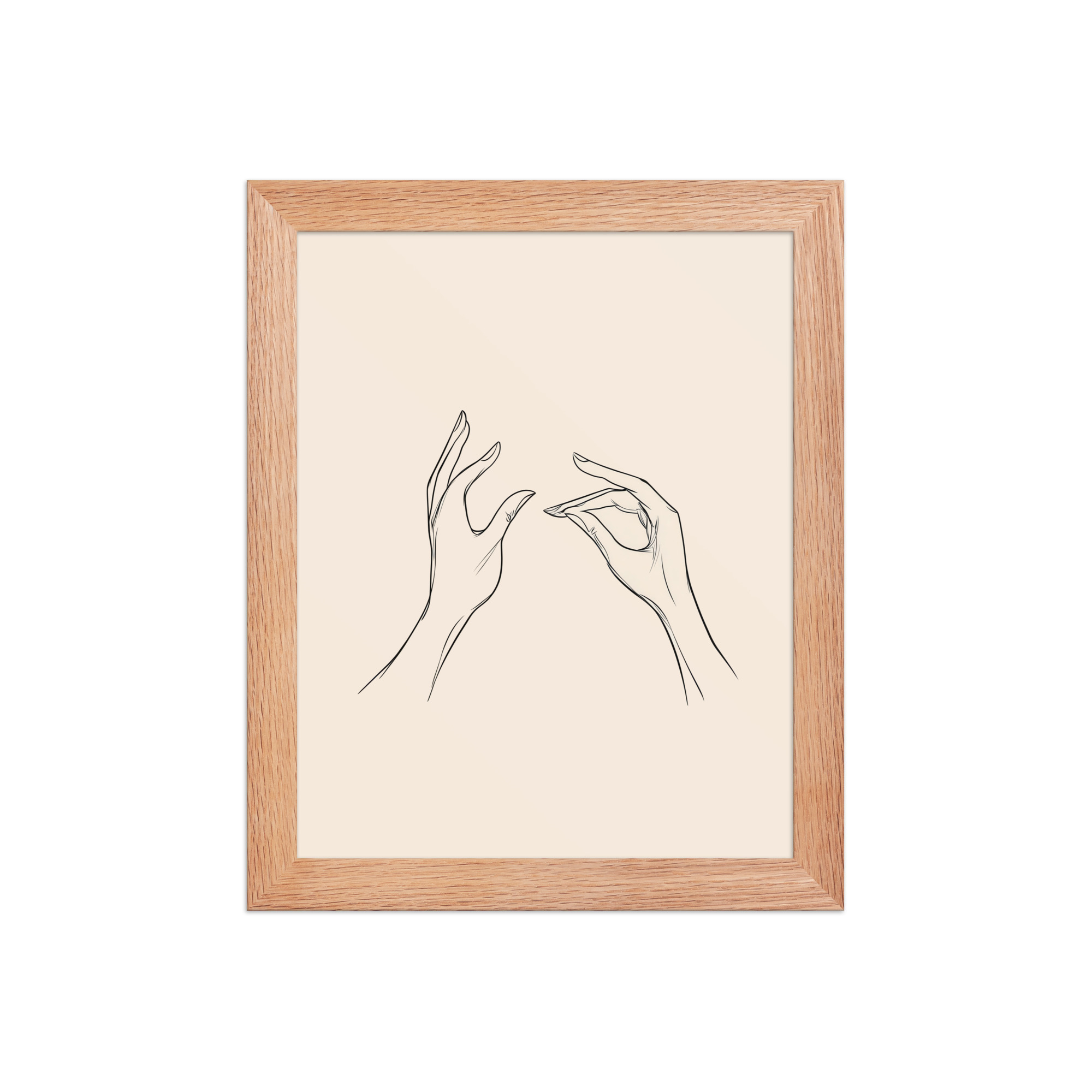 enhanced-matte-paper-framed-poster-in-red-oak-8x10-front-68f9c51ae3d08.jpg Gyan Mudra Hands — Minimal Line Wall Art — Framed Poster - Image 9