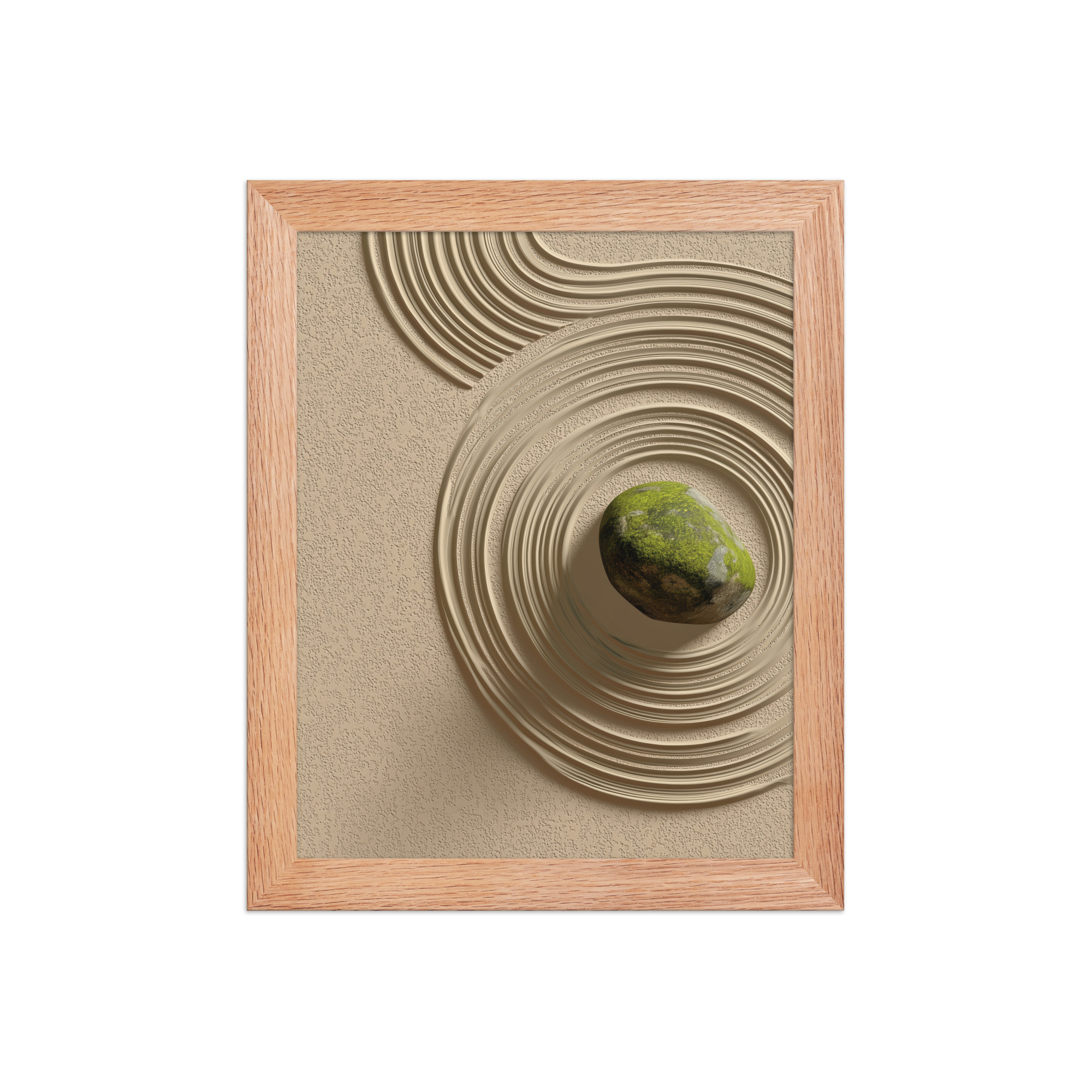 enhanced-matte-paper-framed-poster-in-red-oak-8x10-front-68f9e5b7c7551.jpg Zen Garden Harmony – Moss Stone I Minimal Wall Art – Framed Poster - Image 8