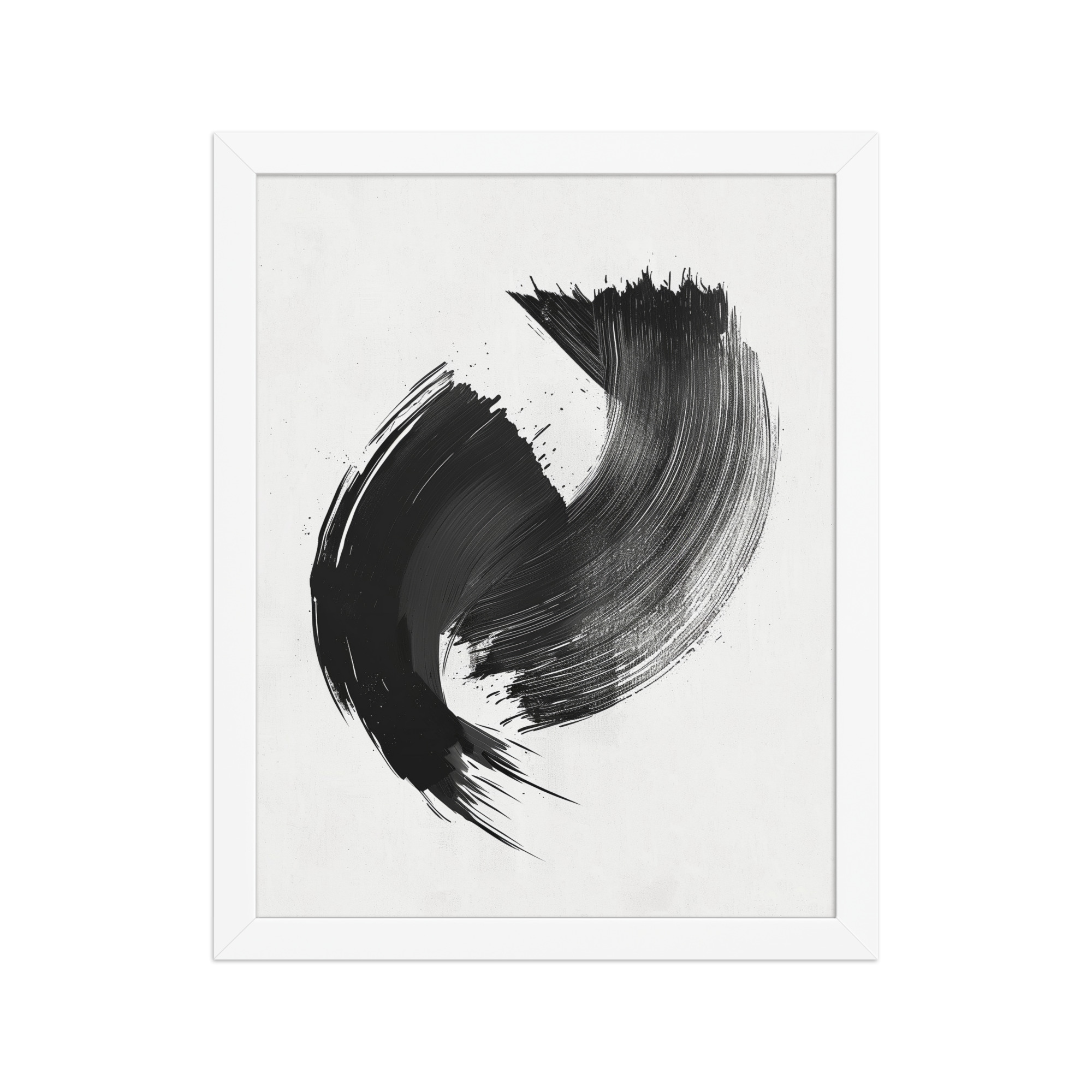 enhanced-matte-paper-framed-poster-in-white-11x14-front-68f88ea6d3e19.jpg Brushstroke Swirl — Zen Sumi-e Ink Abstract Wall Decor — Framed Poster - Image 14