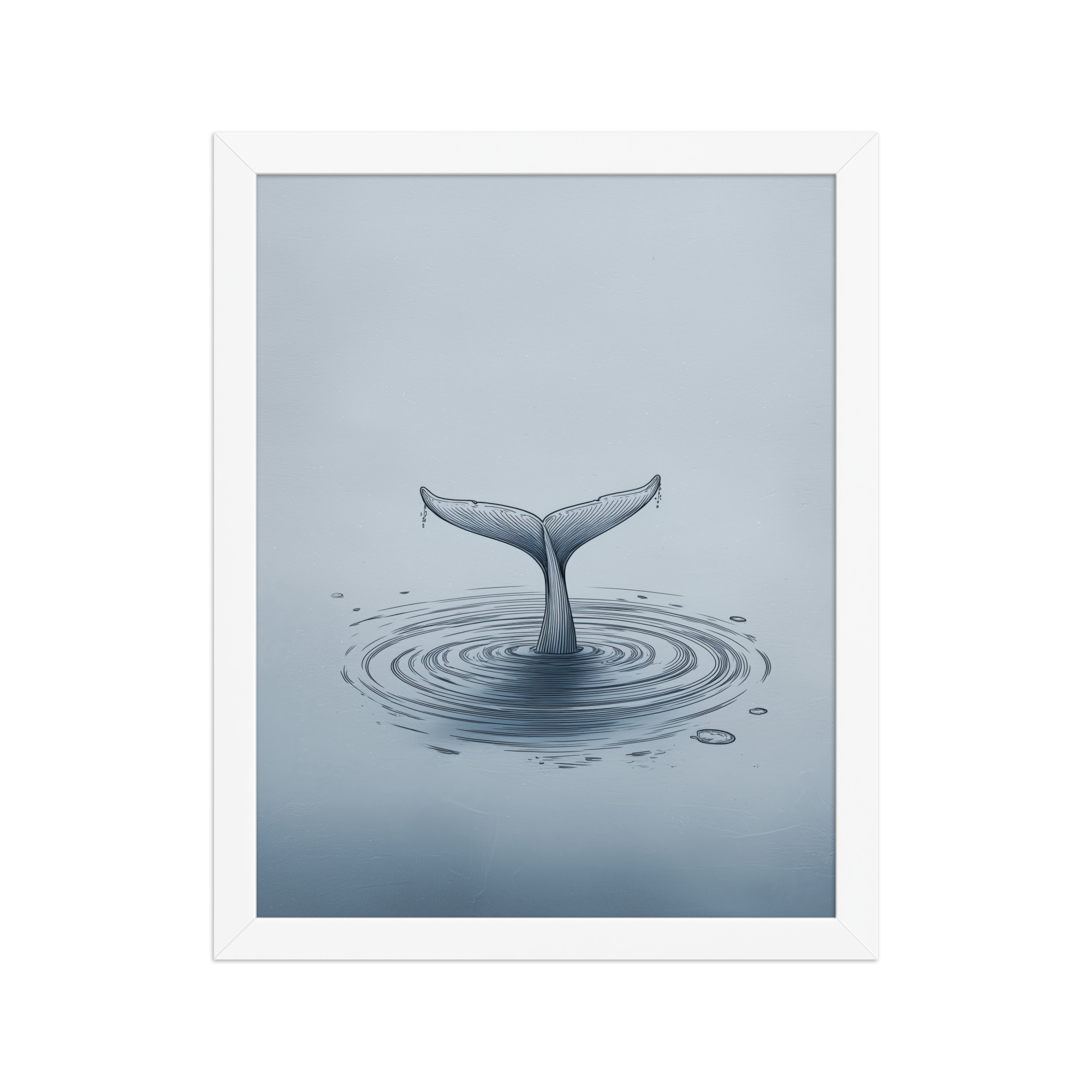 enhanced-matte-paper-framed-poster-in-white-11x14-front-68f8b841e1e9c.jpg Ripple Beneath – Whale Tail Surfacing Minimal Ocean Wall Art in Cool Blues — Framed Poster - Image 18