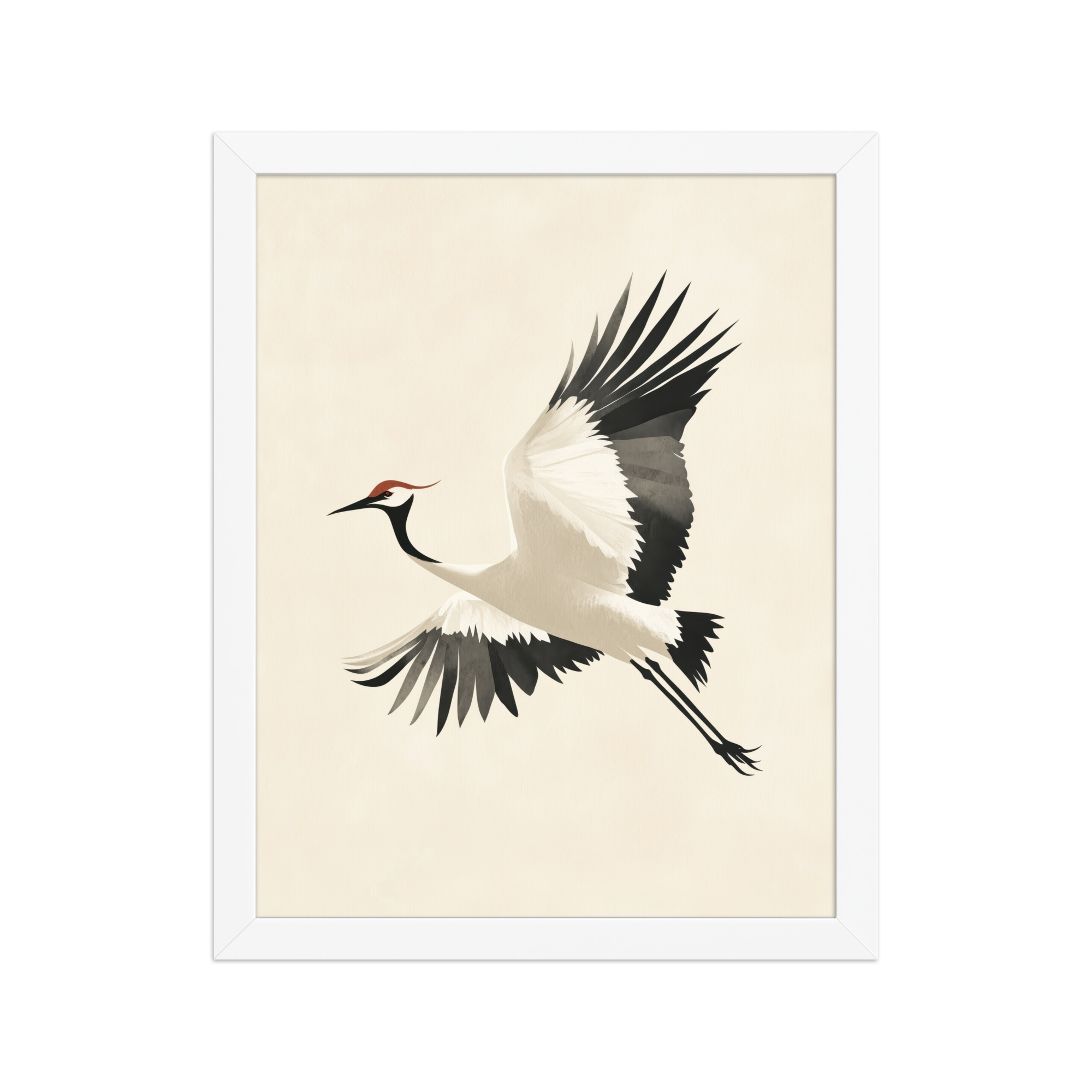enhanced-matte-paper-framed-poster-in-white-11x14-front-68f90047ca1fe.jpg Graceful Crane in Flight — Red-Crowned Flying Crane Wall Art — Framed Poster - Image 18
