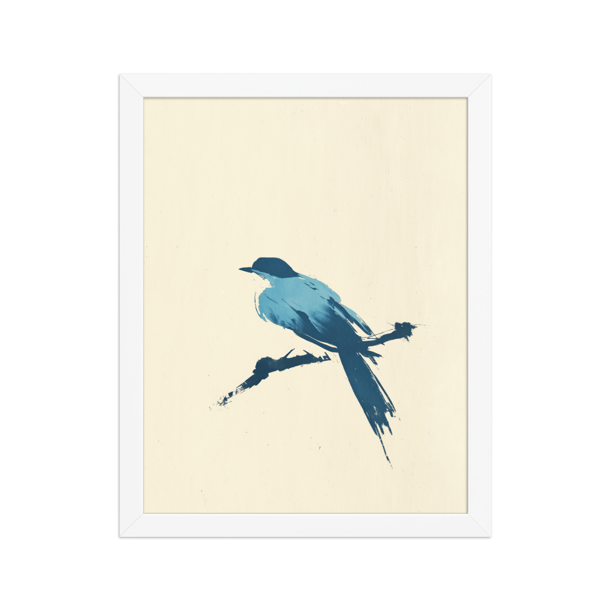 enhanced-matte-paper-framed-poster-in-white-11x14-front-68f906d5922e0.jpg Bluebird Perch — Minimal Brush Bird on Branch Wall Decor — Framed Poster - Image 18