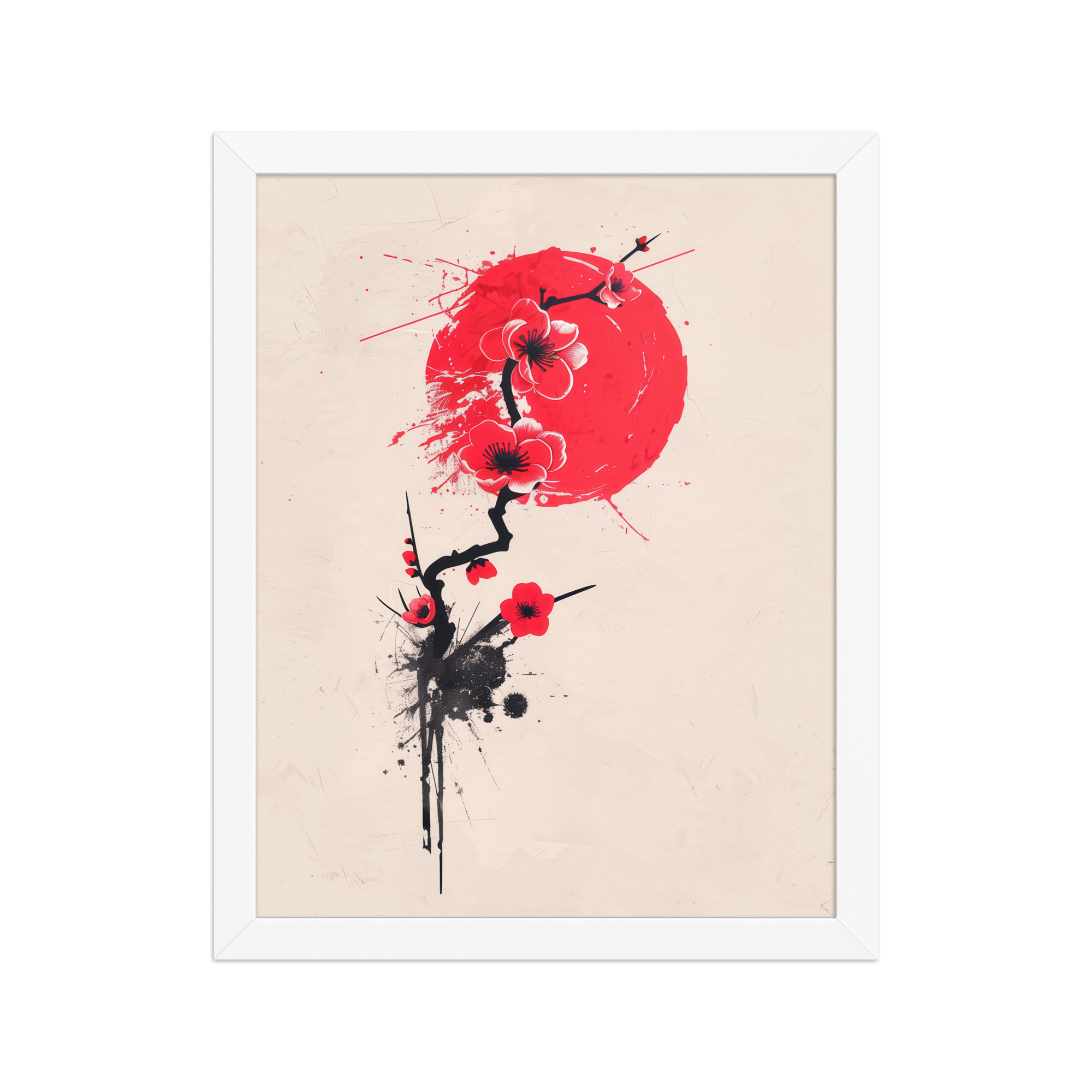 enhanced-matte-paper-framed-poster-in-white-11x14-front-68f91b7047fe5.jpg Crimson Blossoms — Calligraphy Cherry Branch Japandi Wall Art — Framed Poster - Image 18