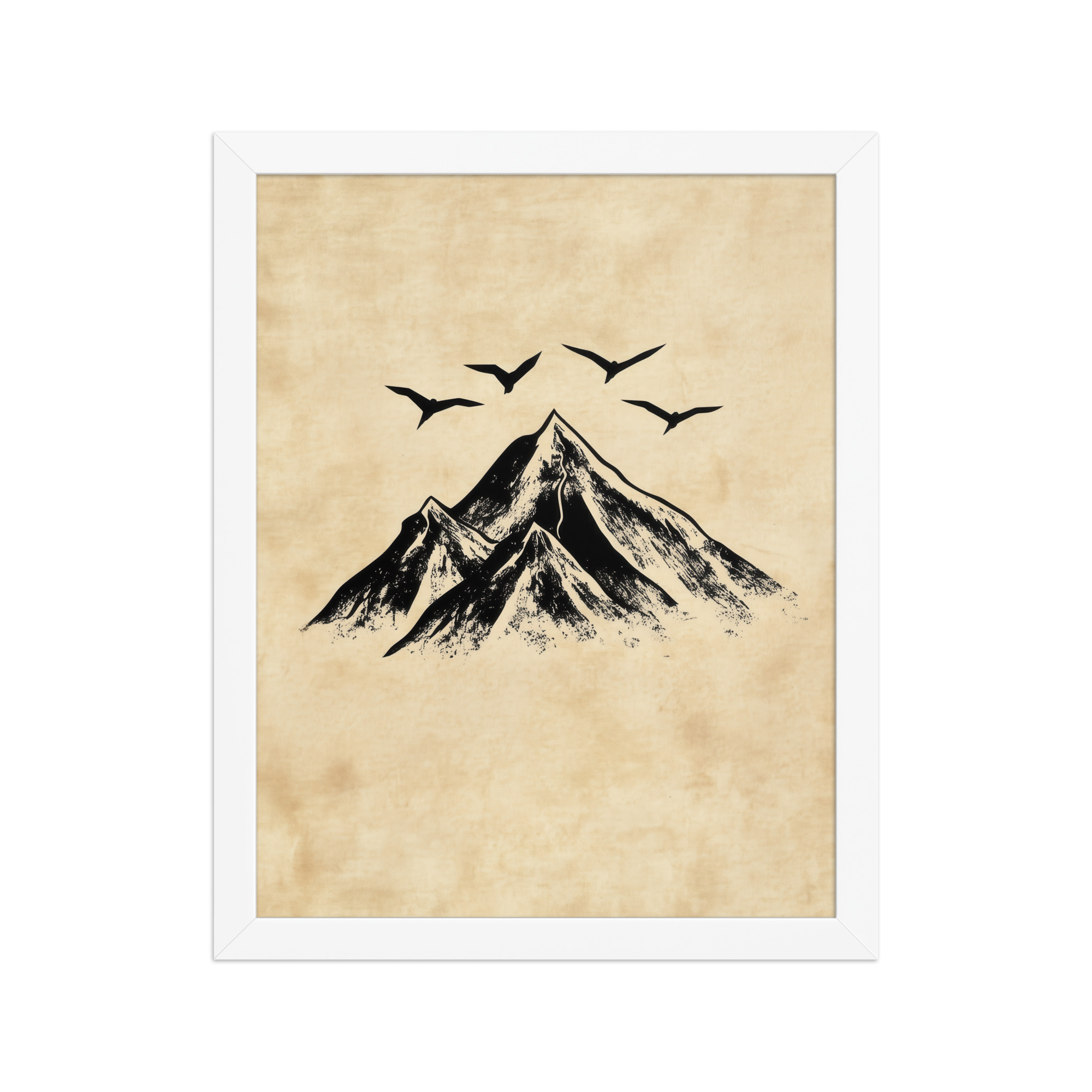 enhanced-matte-paper-framed-poster-in-white-11x14-front-68f91cab2cade.jpg Four Peaks in Ink — Mountain Landscape Wall Art — Framed Poster - Image 14