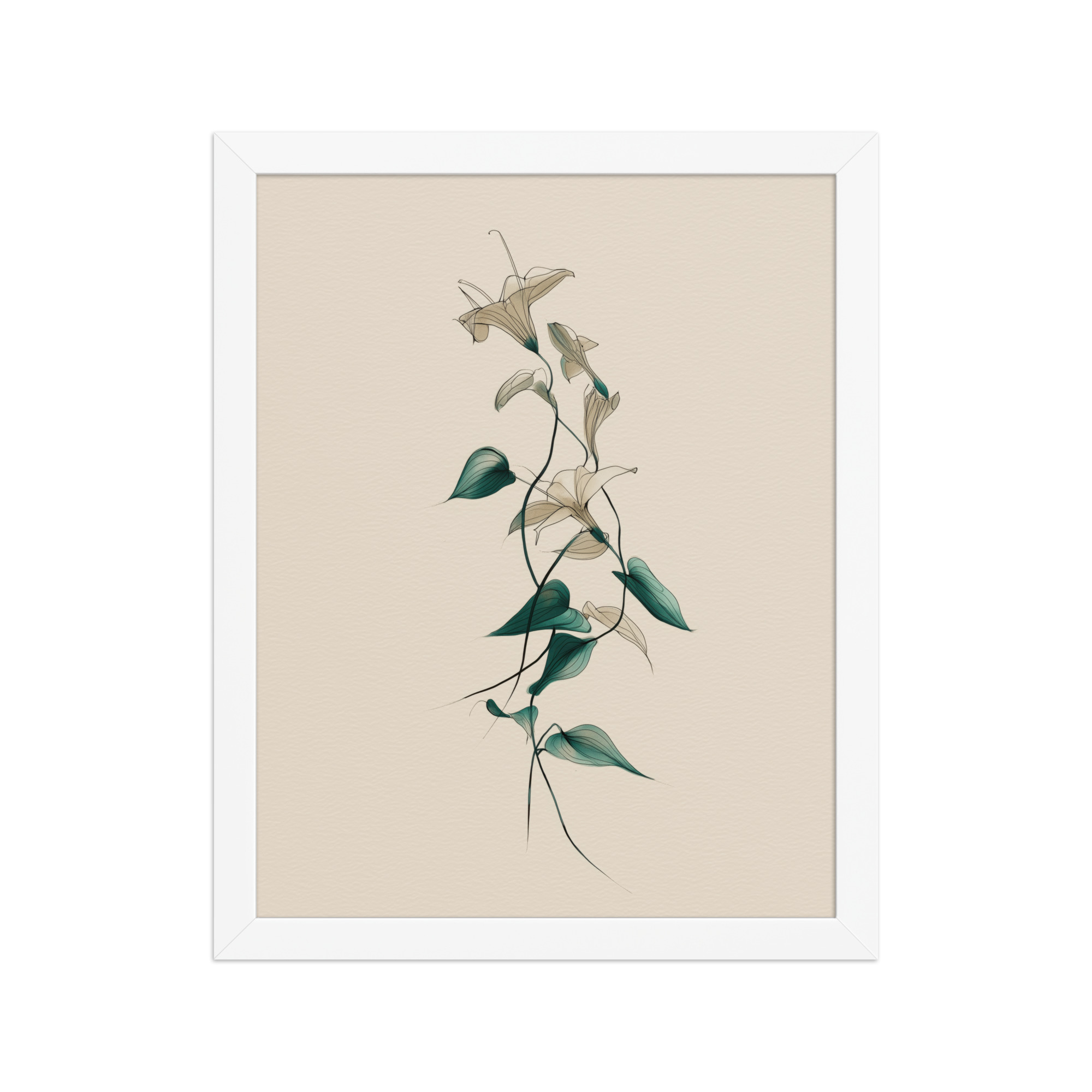enhanced-matte-paper-framed-poster-in-white-11x14-front-68f91e0a48544.jpg Lily Flow — Japandi Floral Line-Art Decor Lilies — Framed Poster - Image 18