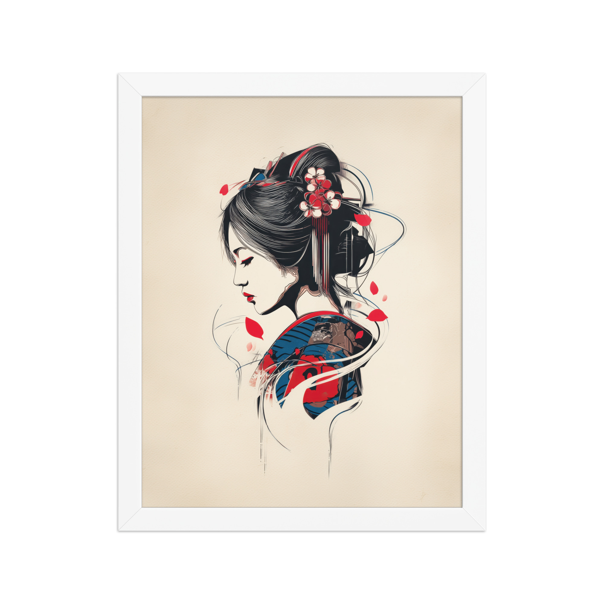 enhanced-matte-paper-framed-poster-in-white-11x14-front-68f9cc1144750.jpg Petals of Silence — Ukiyo-e Inspired Geisha Illustration Wall Art — Framed Poster - Image 18