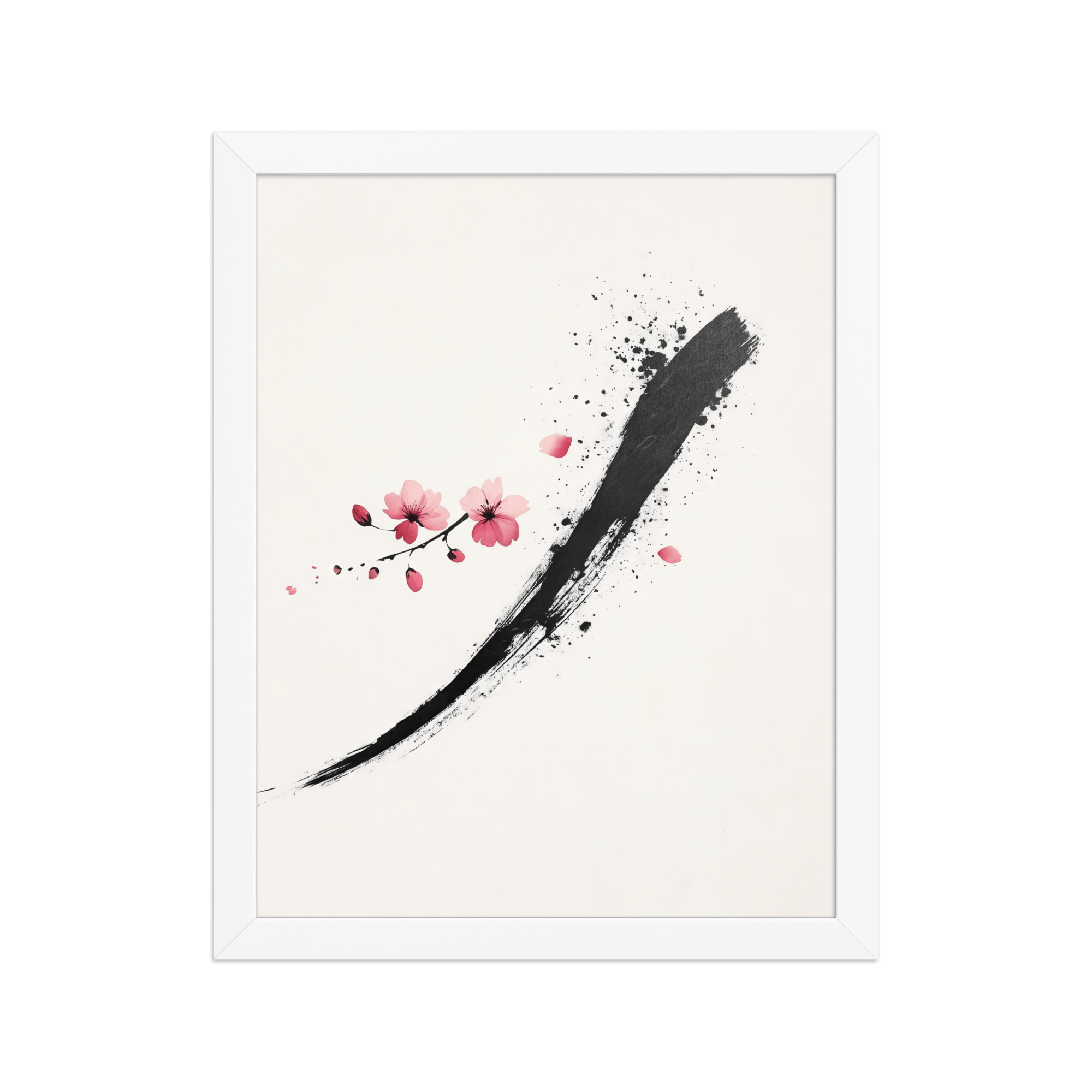 enhanced-matte-paper-framed-poster-in-white-11x14-front-68f9d1619431d.jpg Zen Blossom Stroke — Minimal Cherry Blossom Sumi-e Brush Wall Art — Framed Poster - Image 11