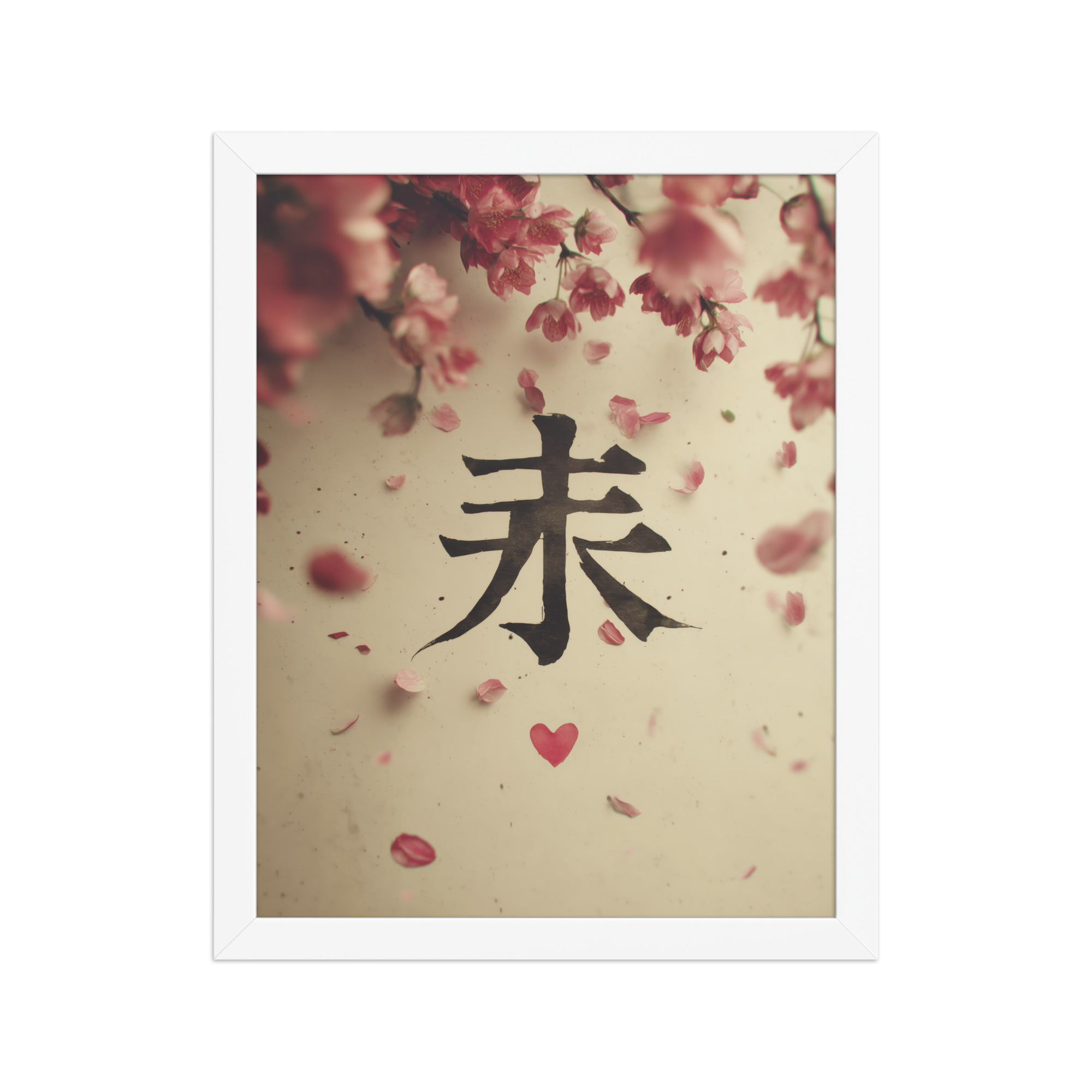 enhanced-matte-paper-framed-poster-in-white-11x14-front-68f9d29a655cb.jpg Sakura Love — Cherry Blossom, Japanese Calligraphy Wall Decor — Framed Poster - Image 18