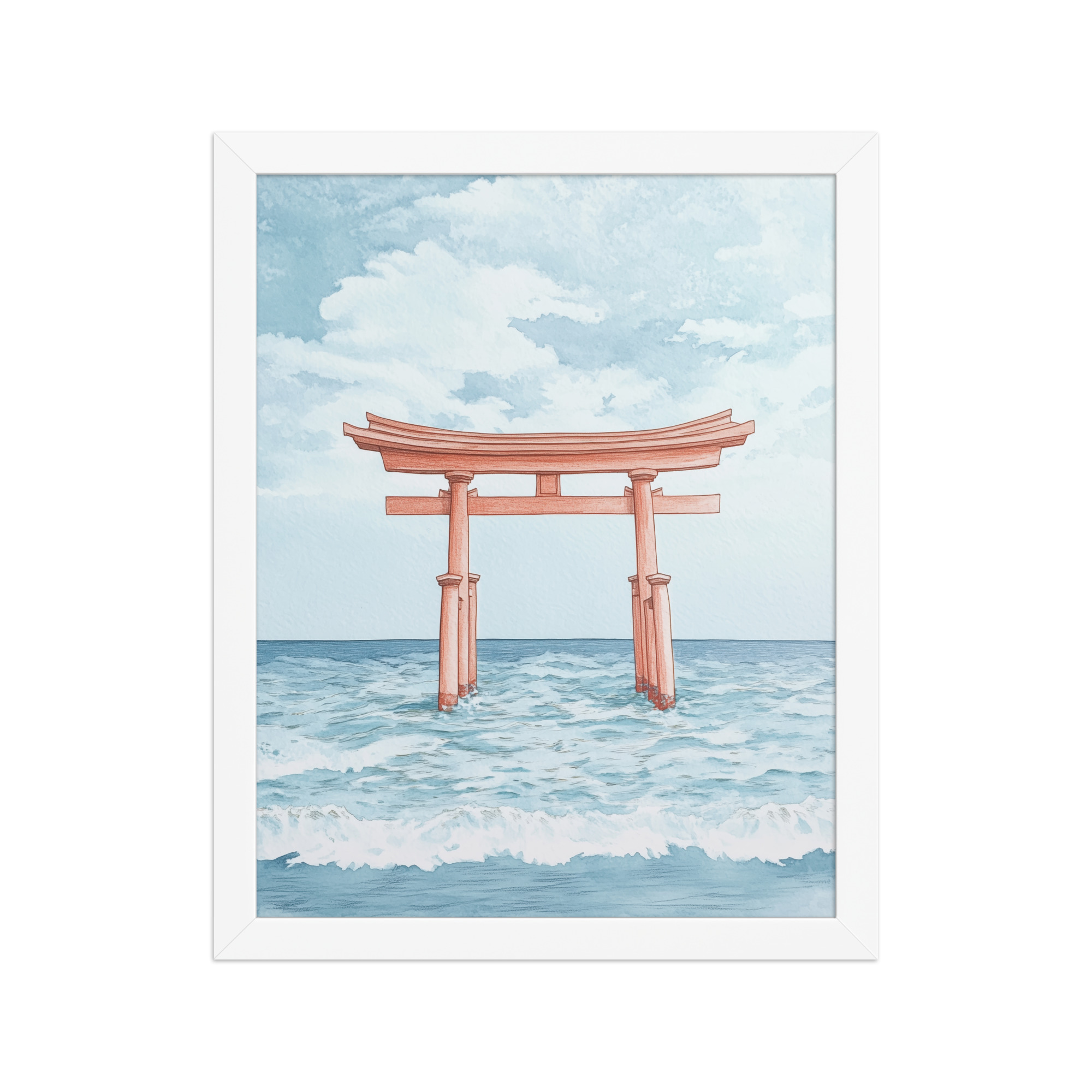 enhanced-matte-paper-framed-poster-in-white-11x14-front-68f9d2fccf012.jpg Torii Gate Waves — Coastal Shinto Shrine Wall Decor — Framed Poster - Image 18