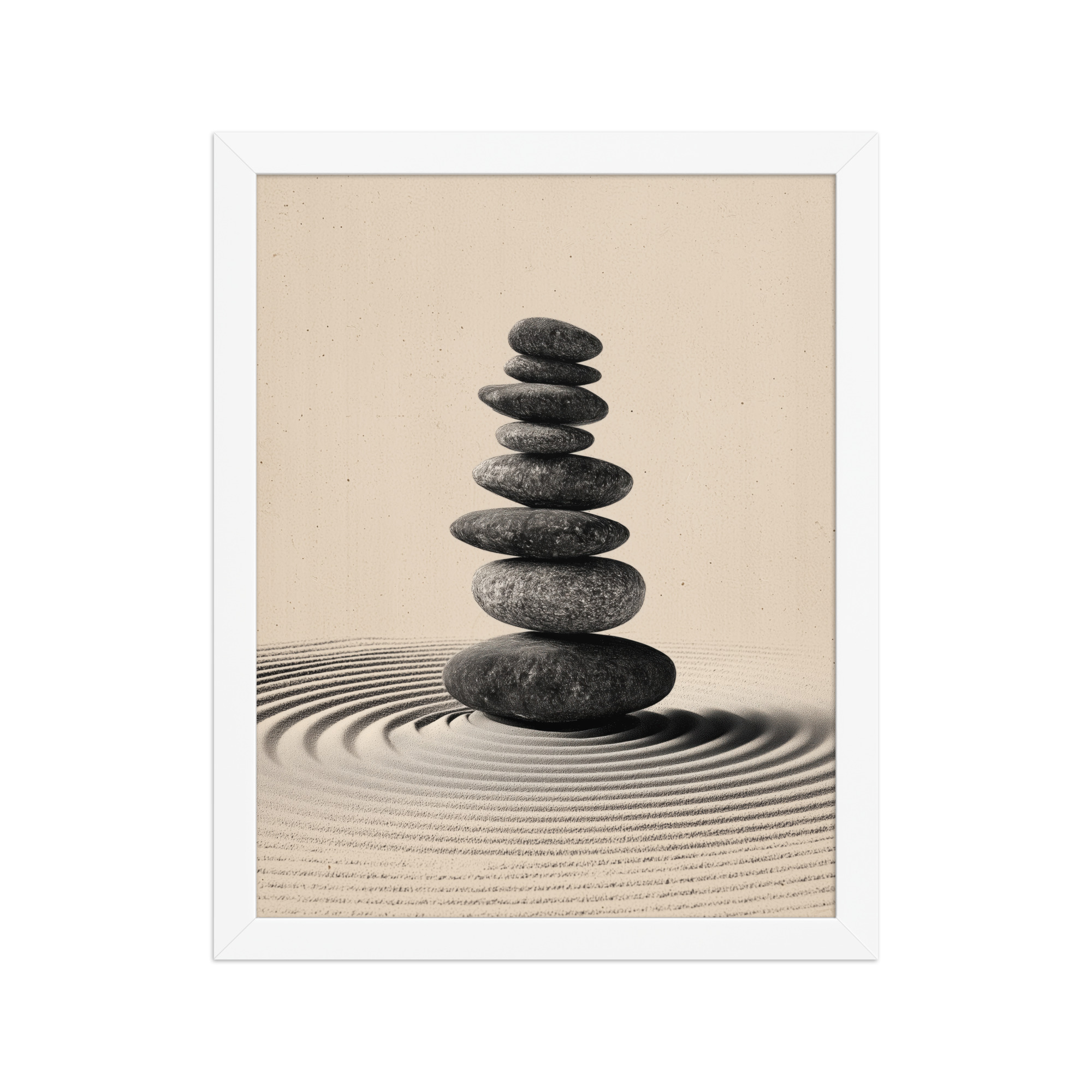 enhanced-matte-paper-framed-poster-in-white-11x14-front-68f9e460c05d1.jpg Balanced Stillness – Stacked Stones I Neutral Zen Stones Wall Art – Framed Poster - Image 18