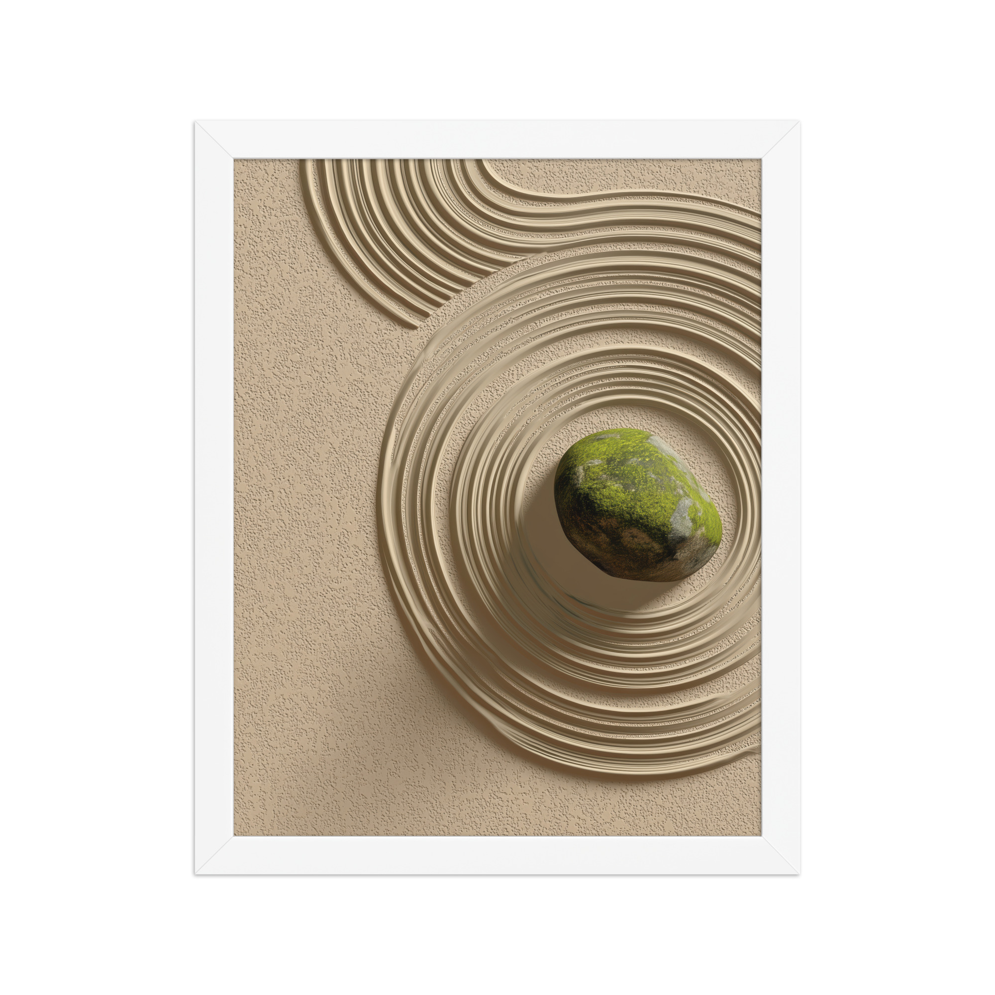 enhanced-matte-paper-framed-poster-in-white-11x14-front-68f9e5b7c7cd7.jpg Zen Garden Harmony – Moss Stone I Minimal Wall Art – Framed Poster - Image 16